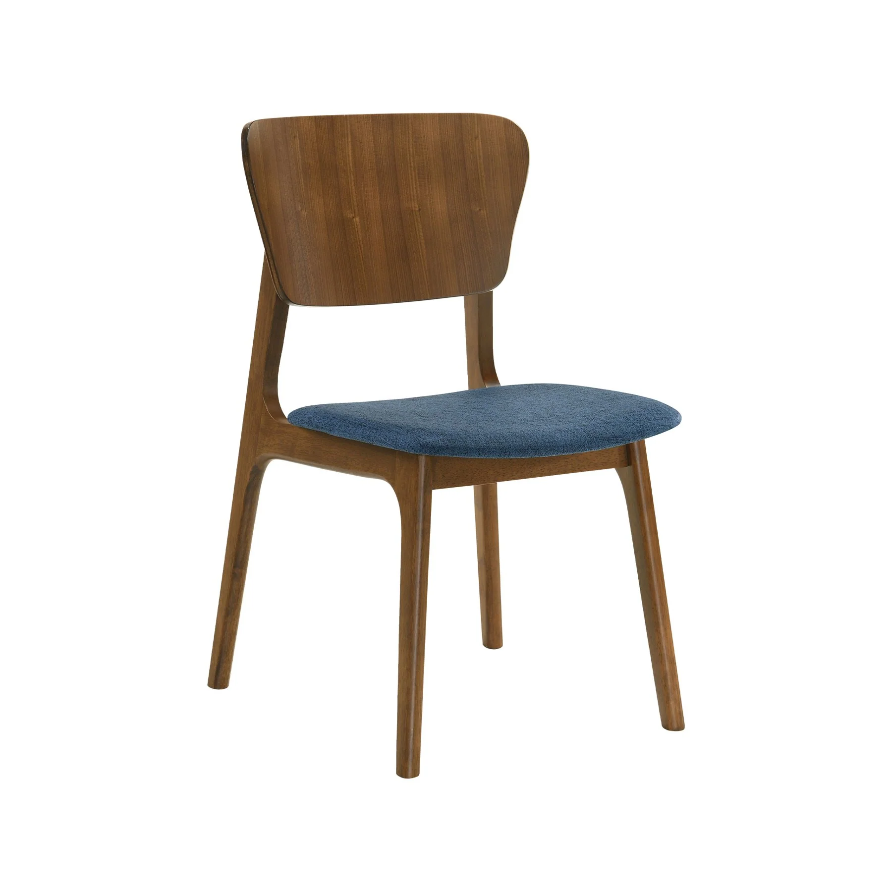 Kalia 5 Piece Wood Dining Set in Walnut Finish with Blue Fabric - Image 2