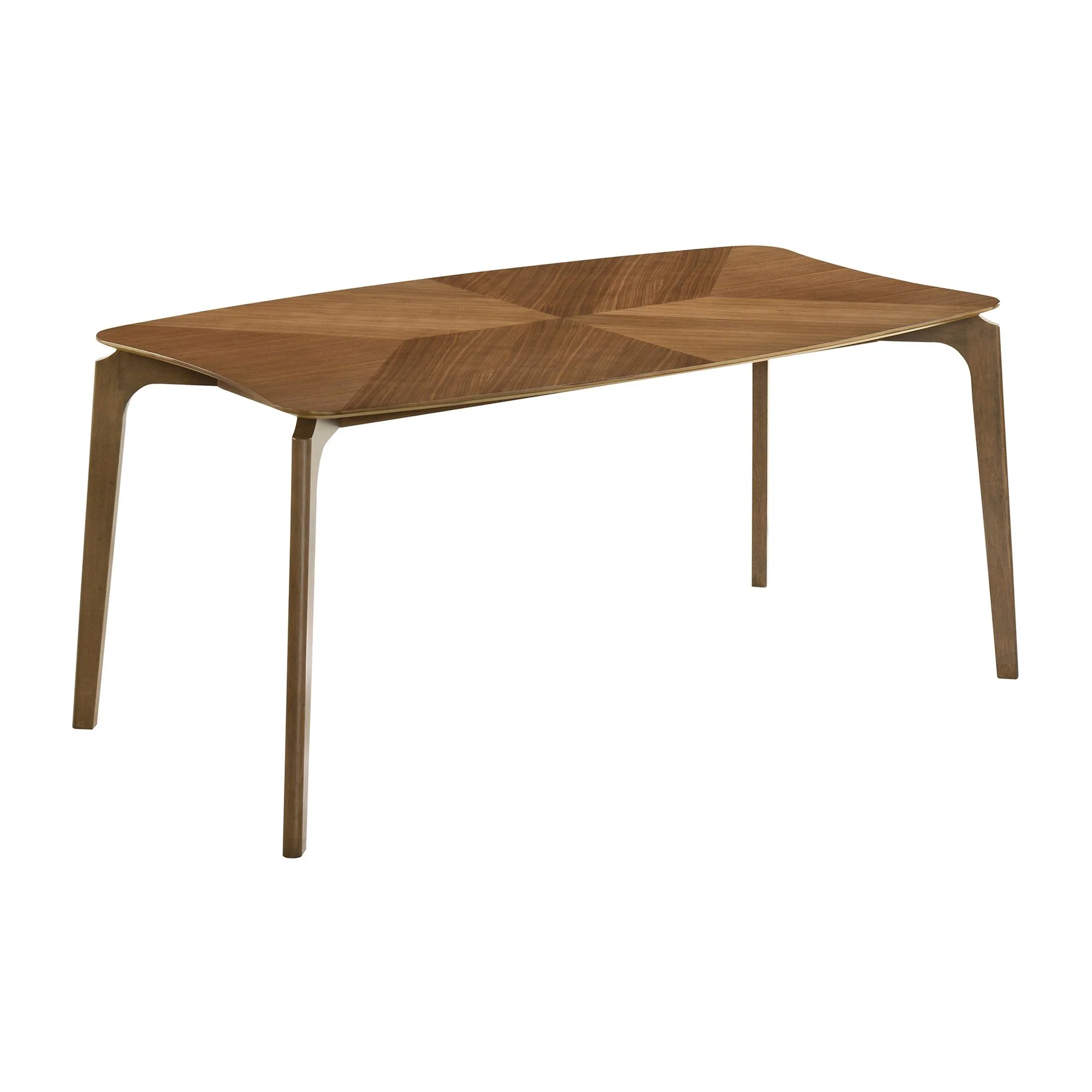 Kalia 7 Piece Wood Dining Set in Walnut Finish with Blue Fabric - Image 4
