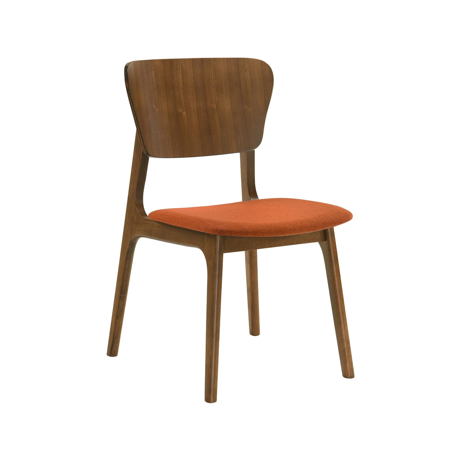 Kalia 7 Piece Wood Dining Set in Walnut Finish with Orange Fabric - Image 2