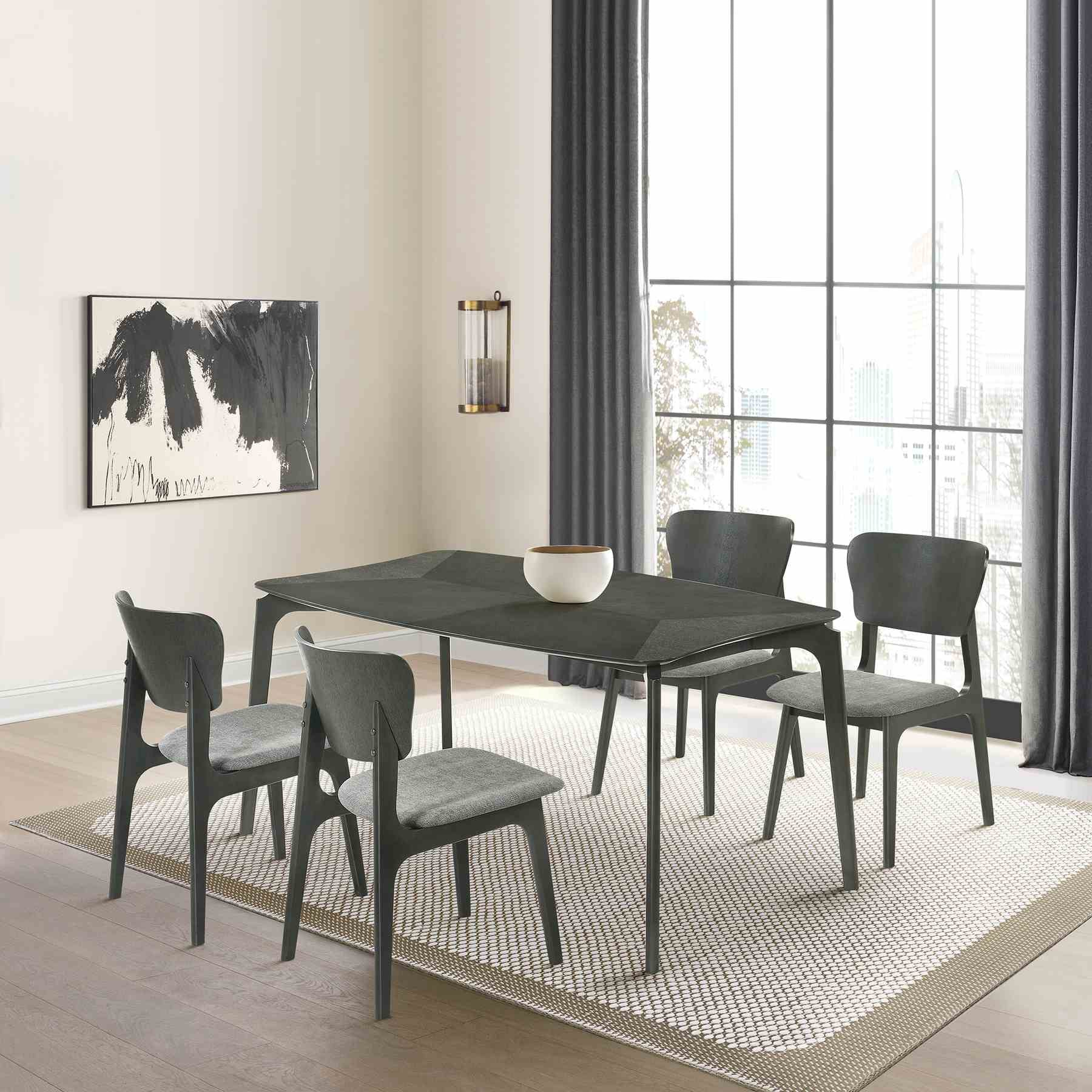 Kalia Wood Dining Chair in Gray Finish with Gray Fabric - Set of 2 - Image 9