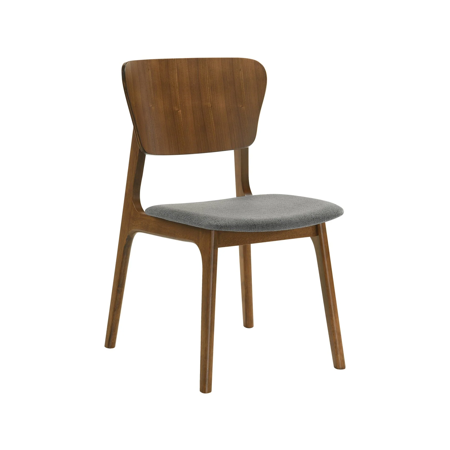 Kalia Wood Dining Chair in Walnut Finish with Charcoal Fabric - Set of 2 - Image 2