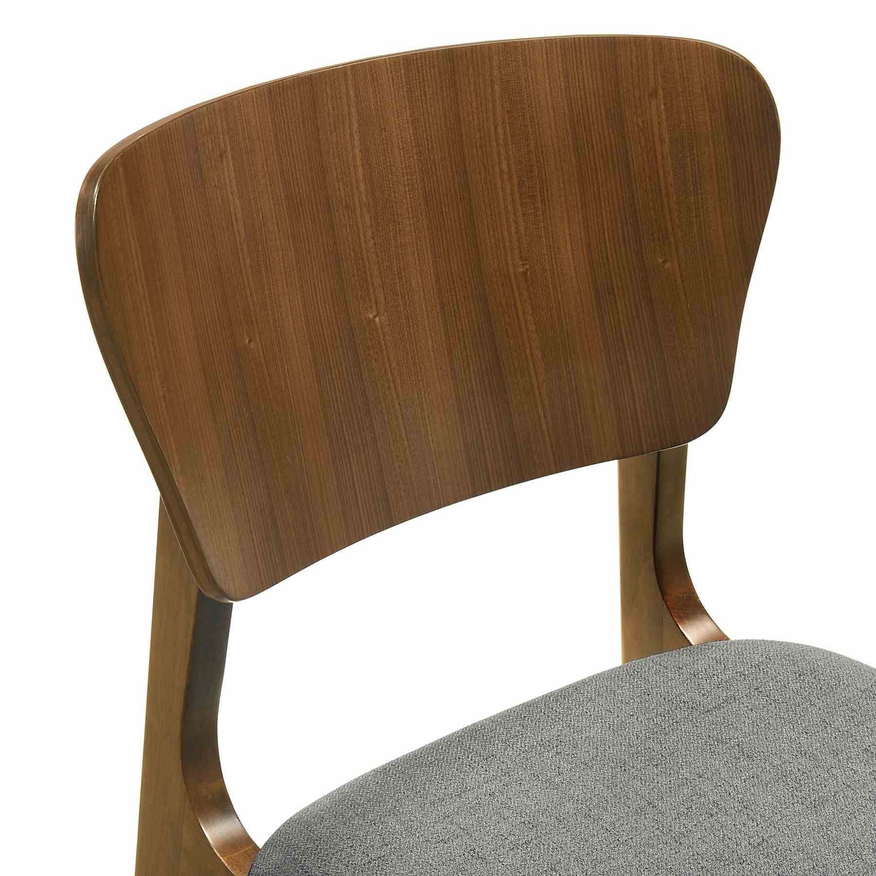 Kalia Wood Dining Chair in Walnut Finish with Charcoal Fabric - Set of 2 - Image 5