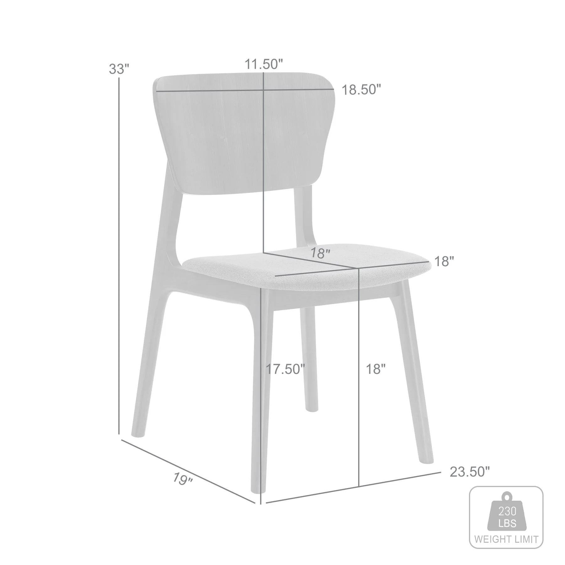 Kalia Wood Dining Chair in Walnut Finish with Charcoal Fabric - Set of 2 - Image 7