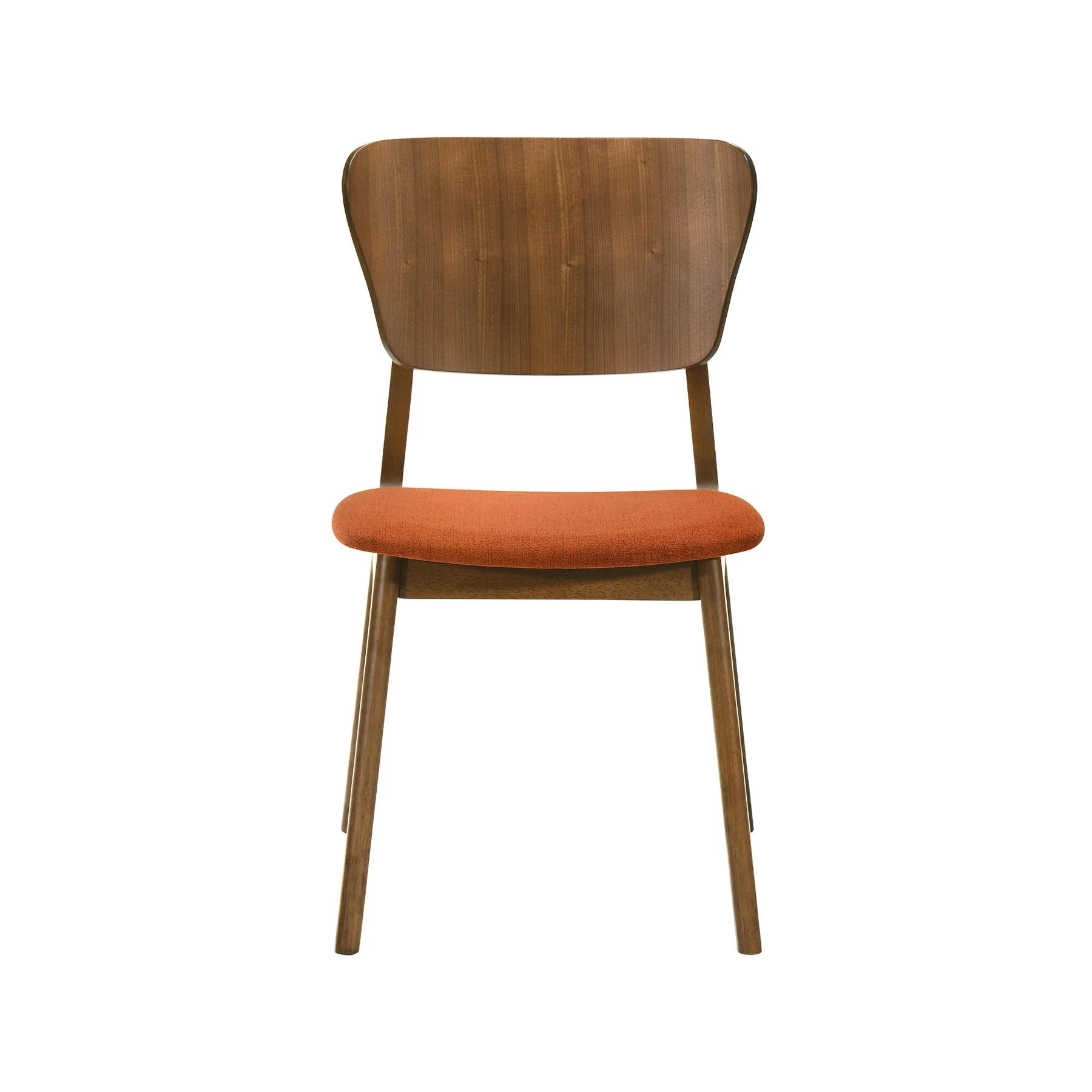 Kalia Wood Dining Chair in Walnut Finish with Orange Fabric - Set of 2 - Image 3
