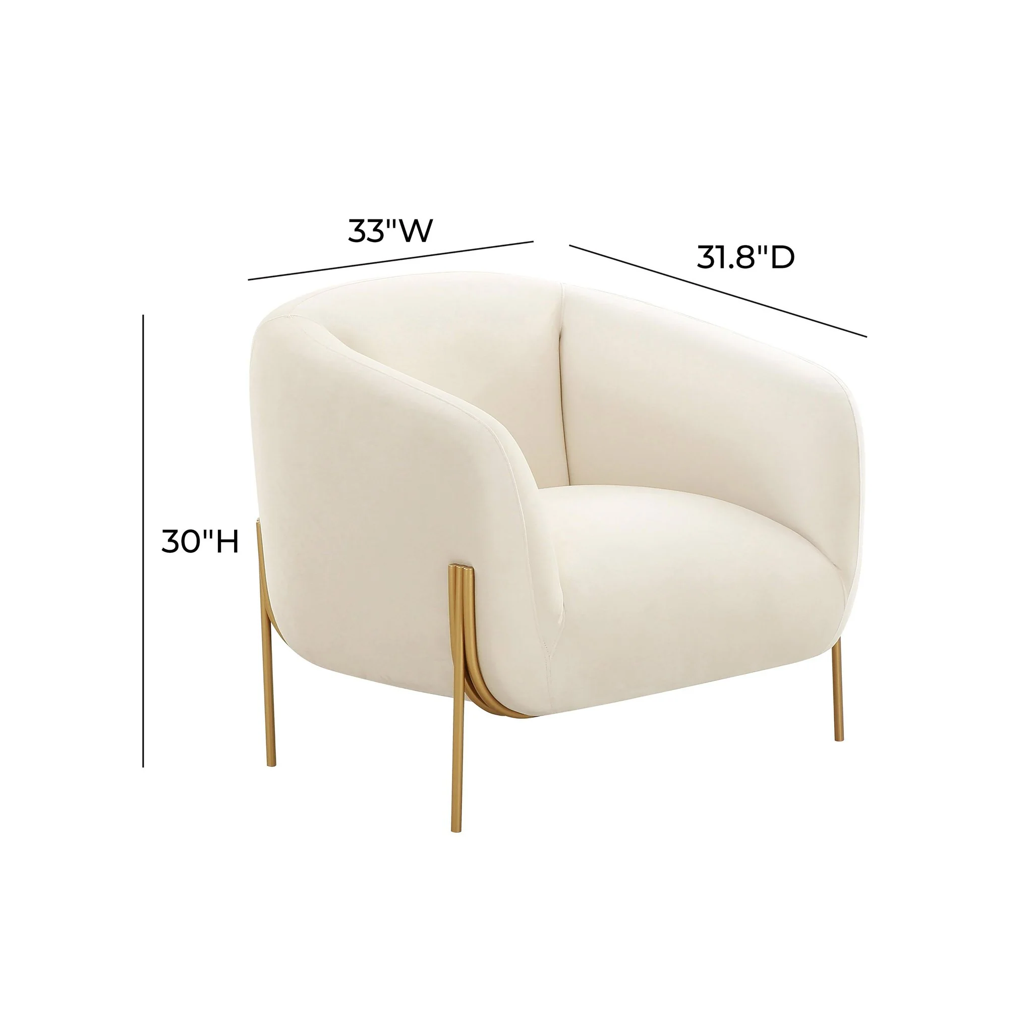 Kandra Cream Velvet Accent Chair - Image 6