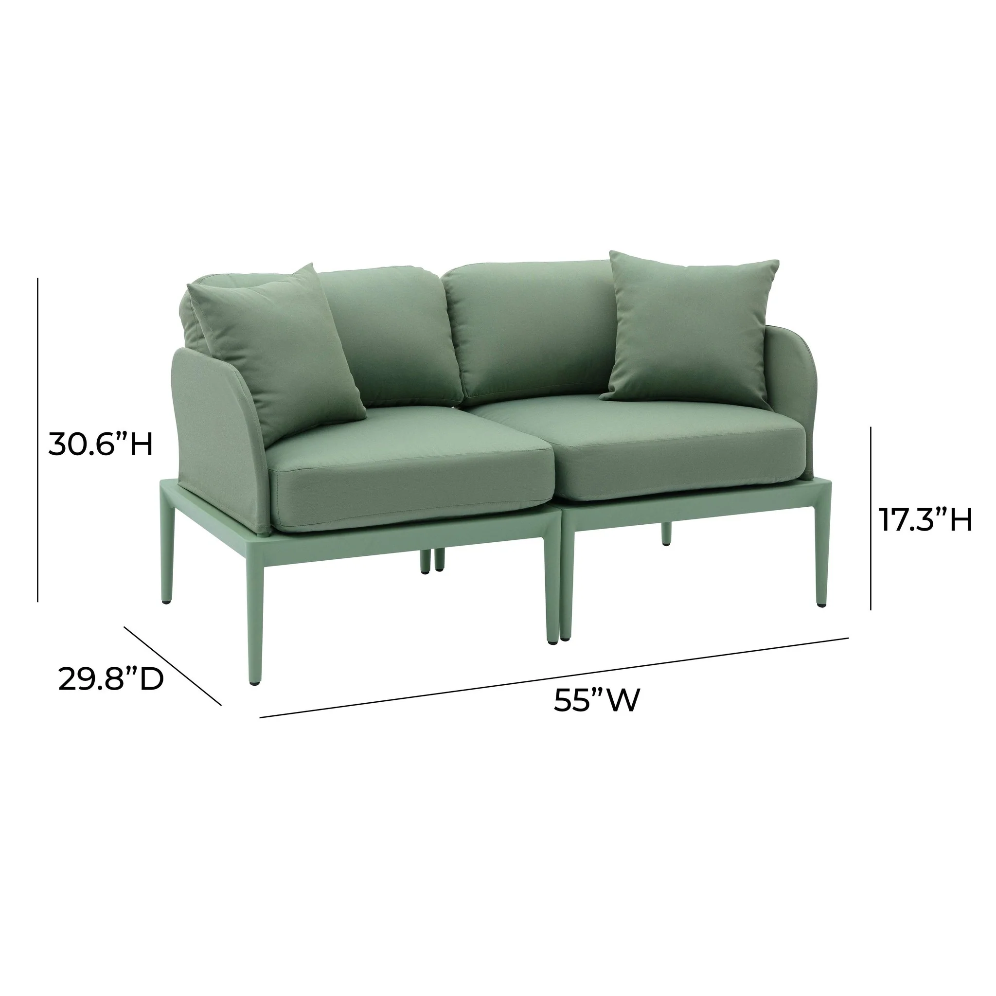 Kapri Moss Green Modular Outdoor Loveseat - Image 5