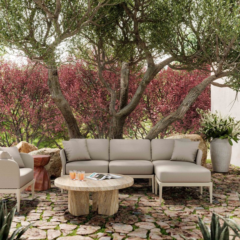 Kapri Taupe Modular Outdoor Armless Chair - Image 2