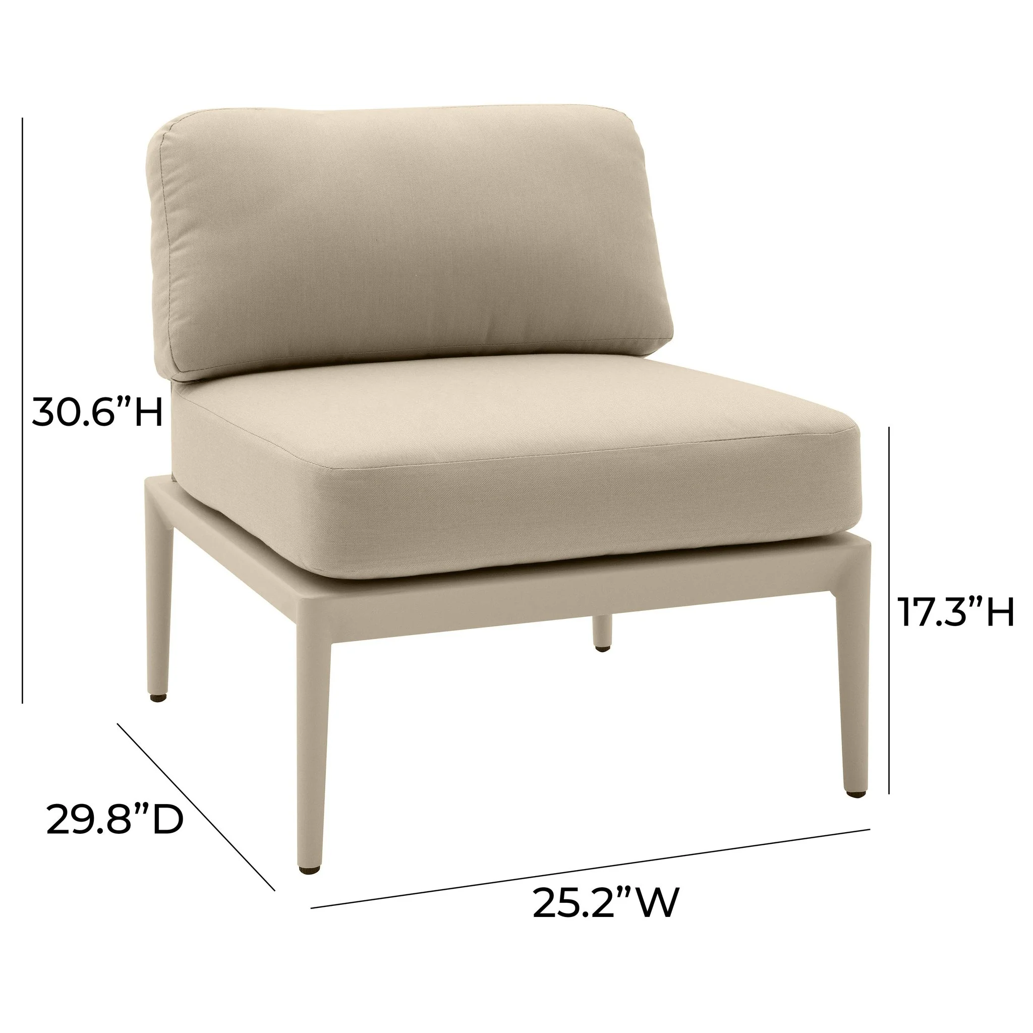 Kapri Taupe Modular Outdoor Armless Chair - Image 7
