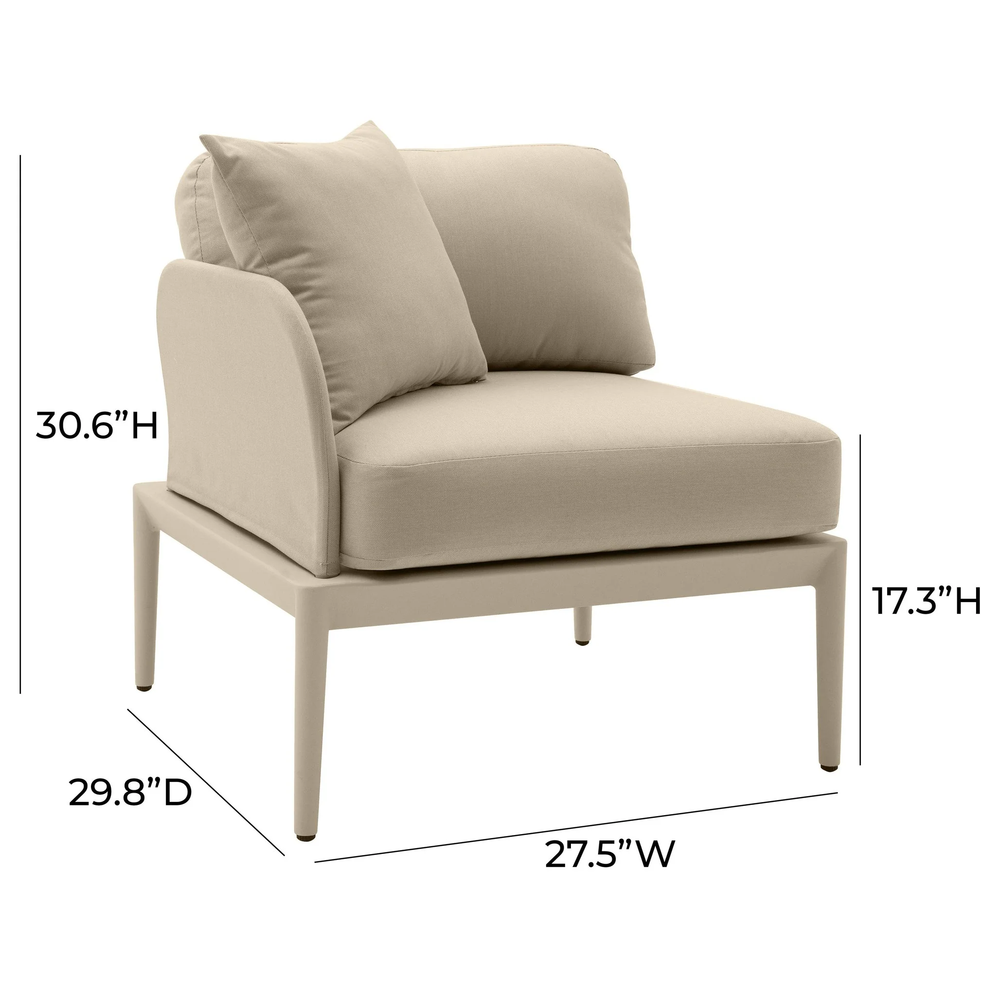 Kapri Taupe Modular Outdoor LAF Corner Seat - Image 6