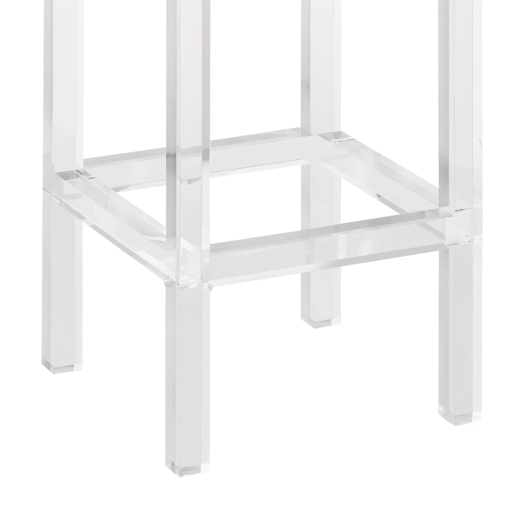 Kara Contemporary 26" Counter Height Barstool in Gray Faux Leather with Acrylic Legs - Image 3
