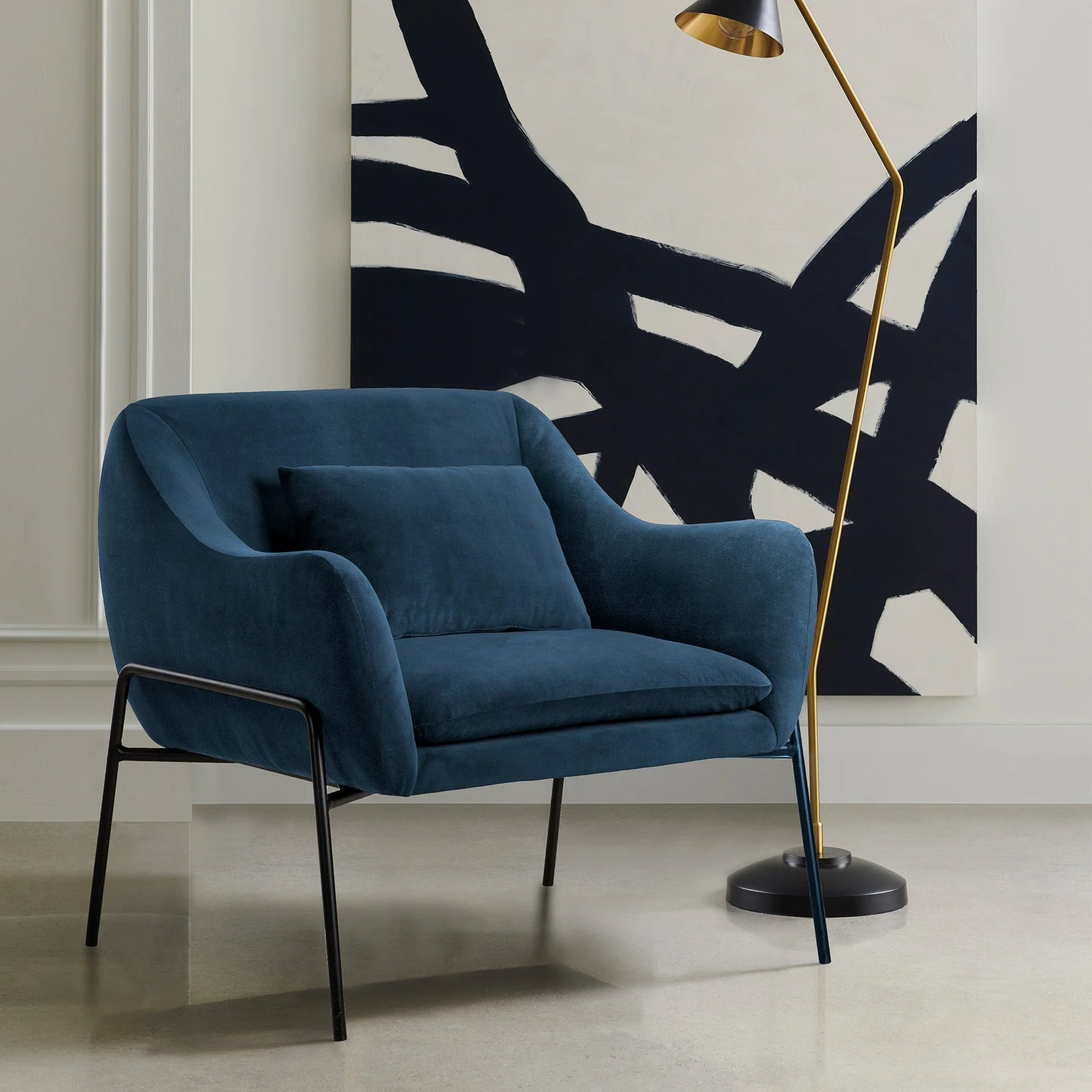 Karen Blue Velvet Modern Accent Chair - Image 8