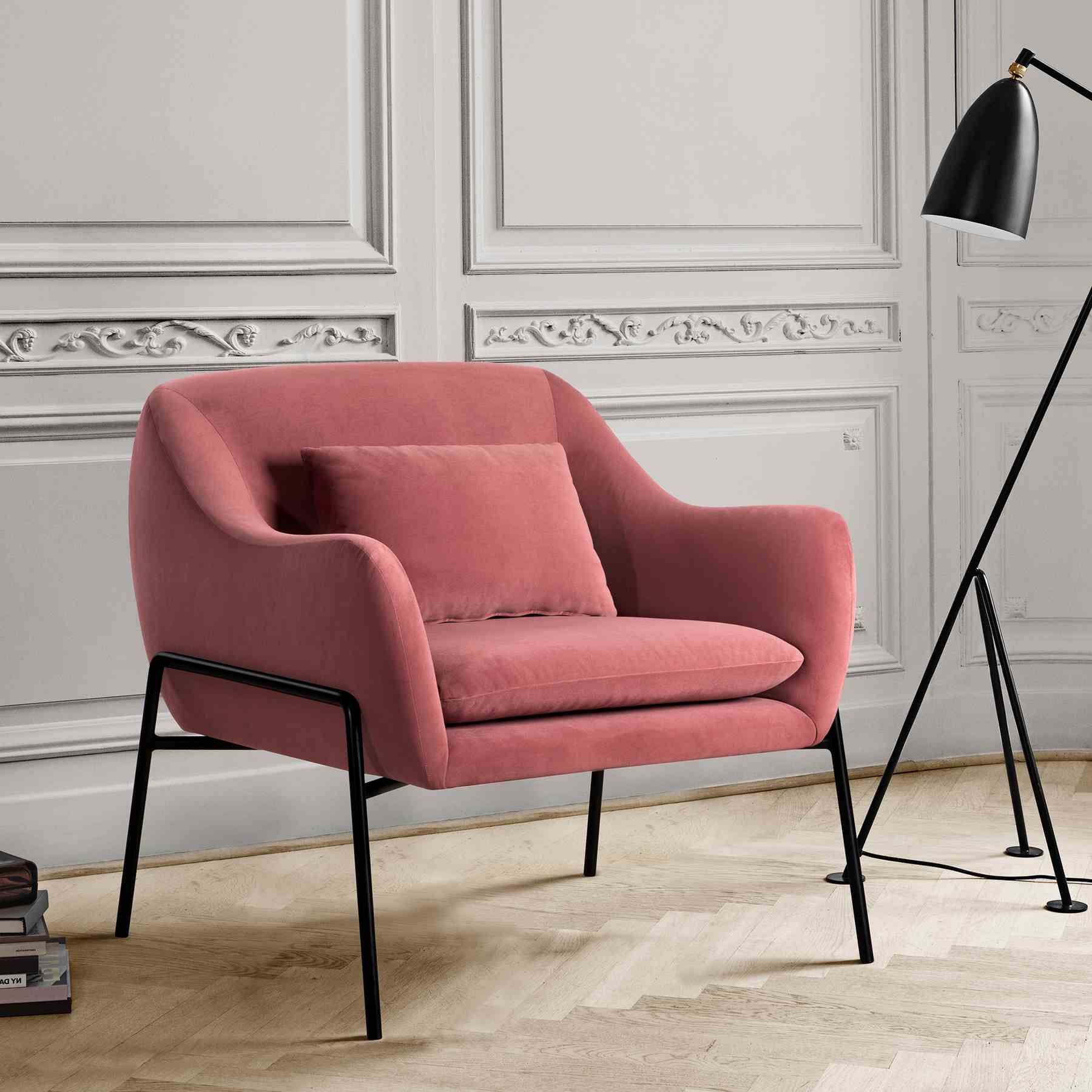 Karen Pink Velvet Modern Accent Chair - Image 8