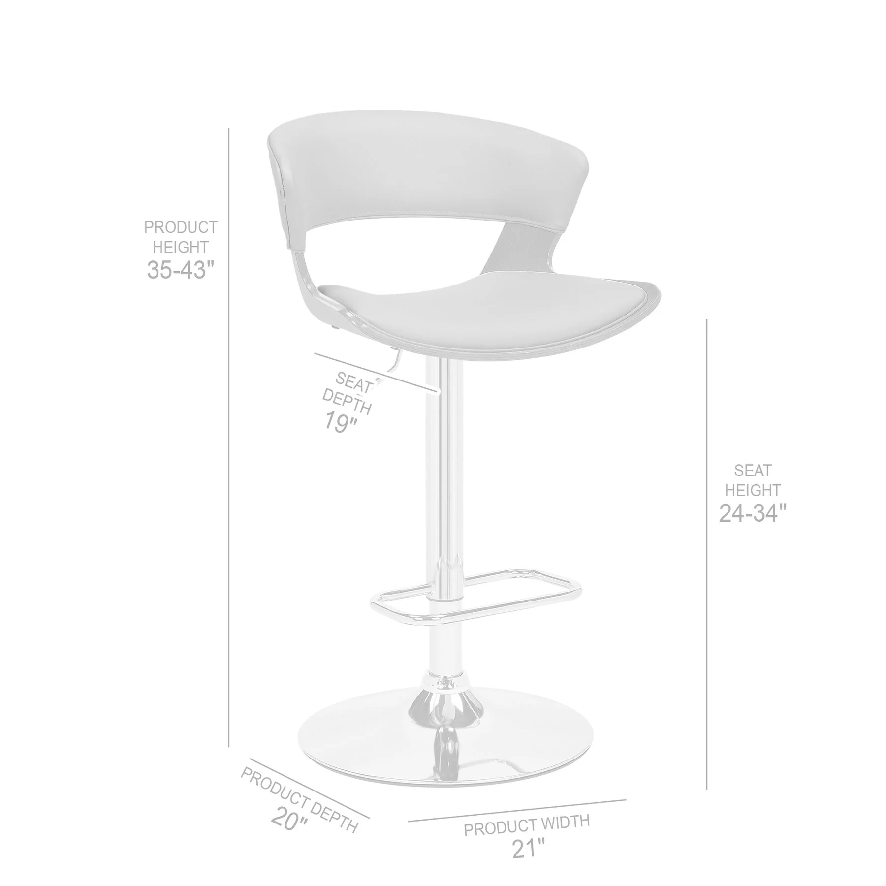 Karine Adjustable Swivel Cream Faux Leather and Walnut Wood Bar Stool with Chrome Base - Image 9
