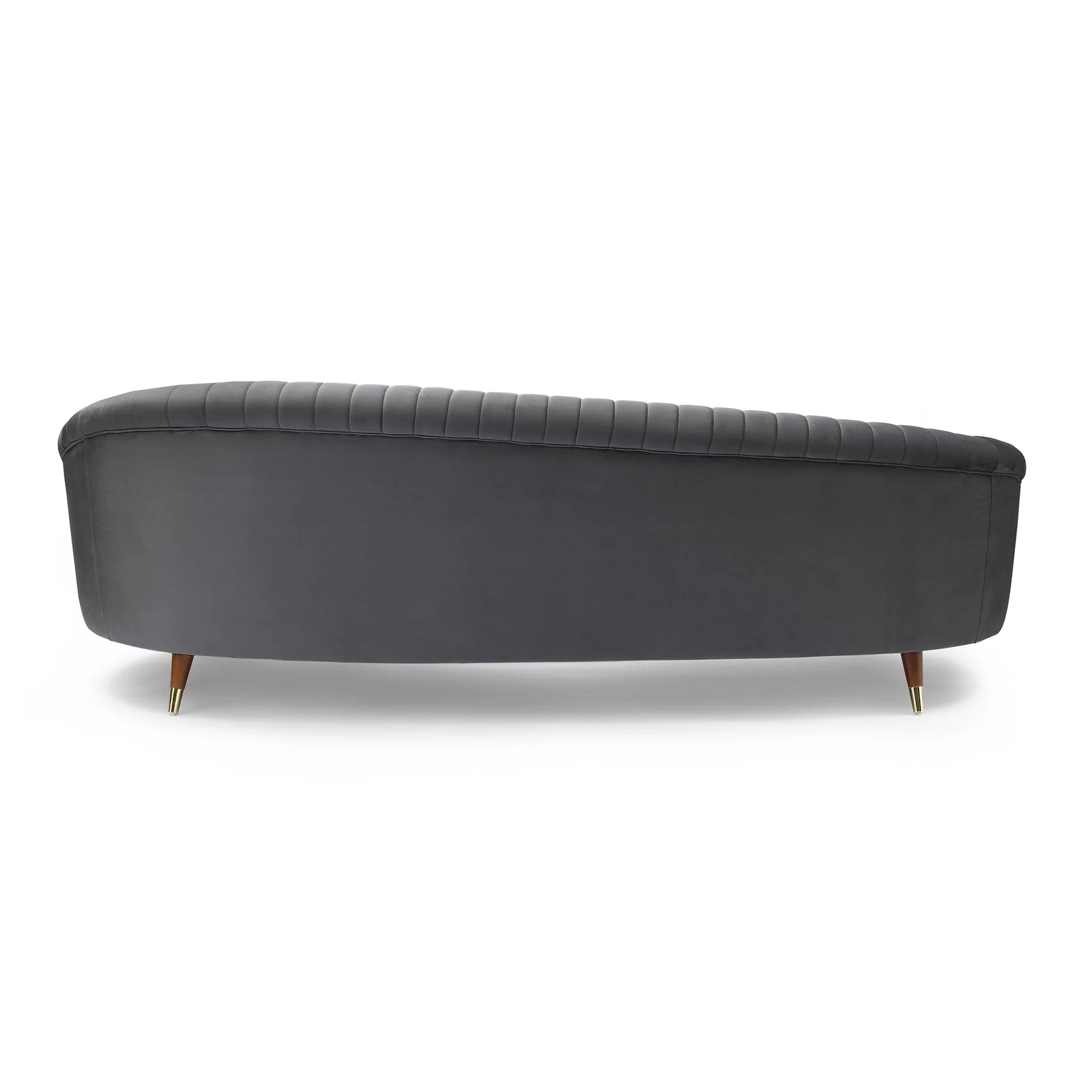 Karisma Dark Gray Curved Velvet Sofa - Image 3
