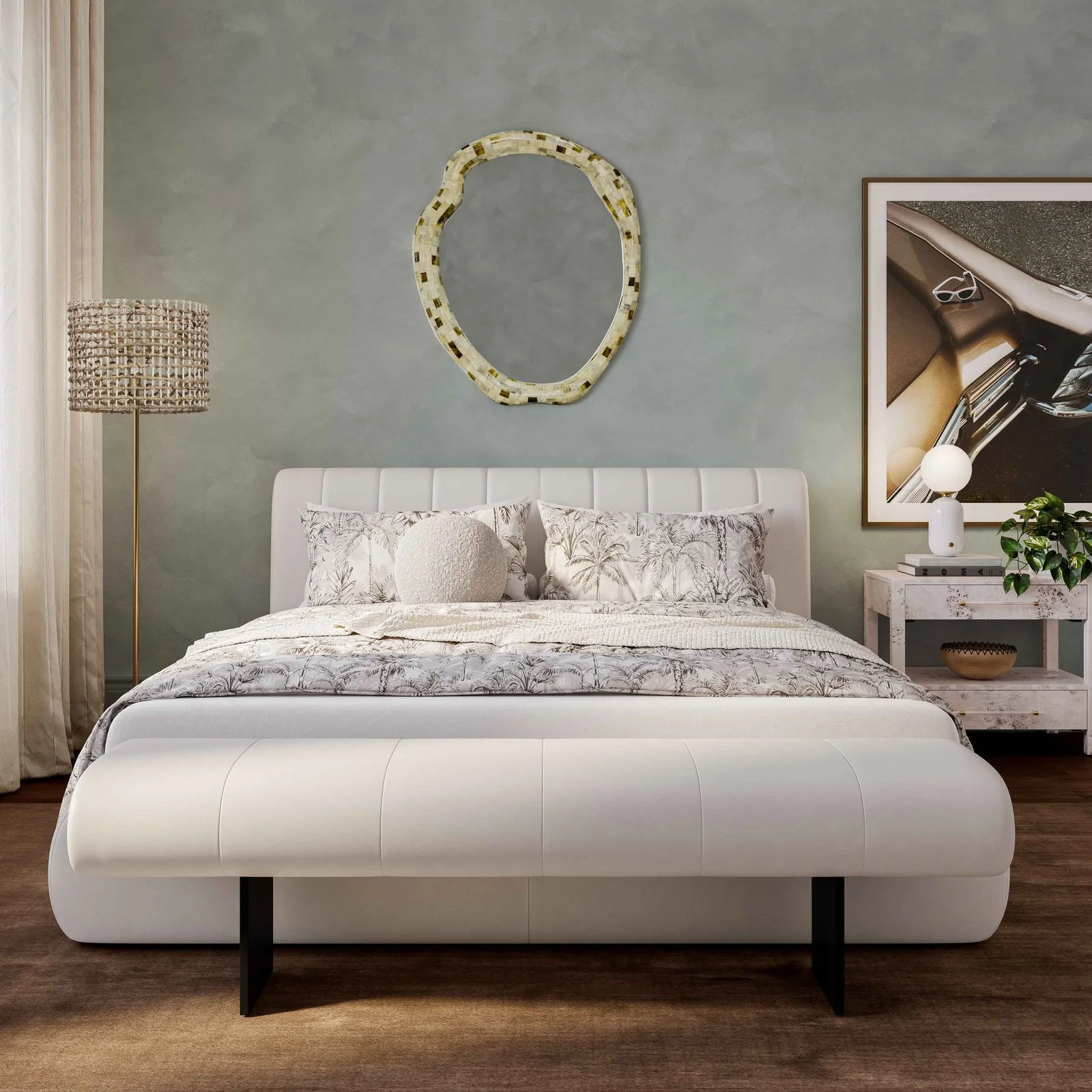 Karol Cream Vegan Leather King Bed - Image 10