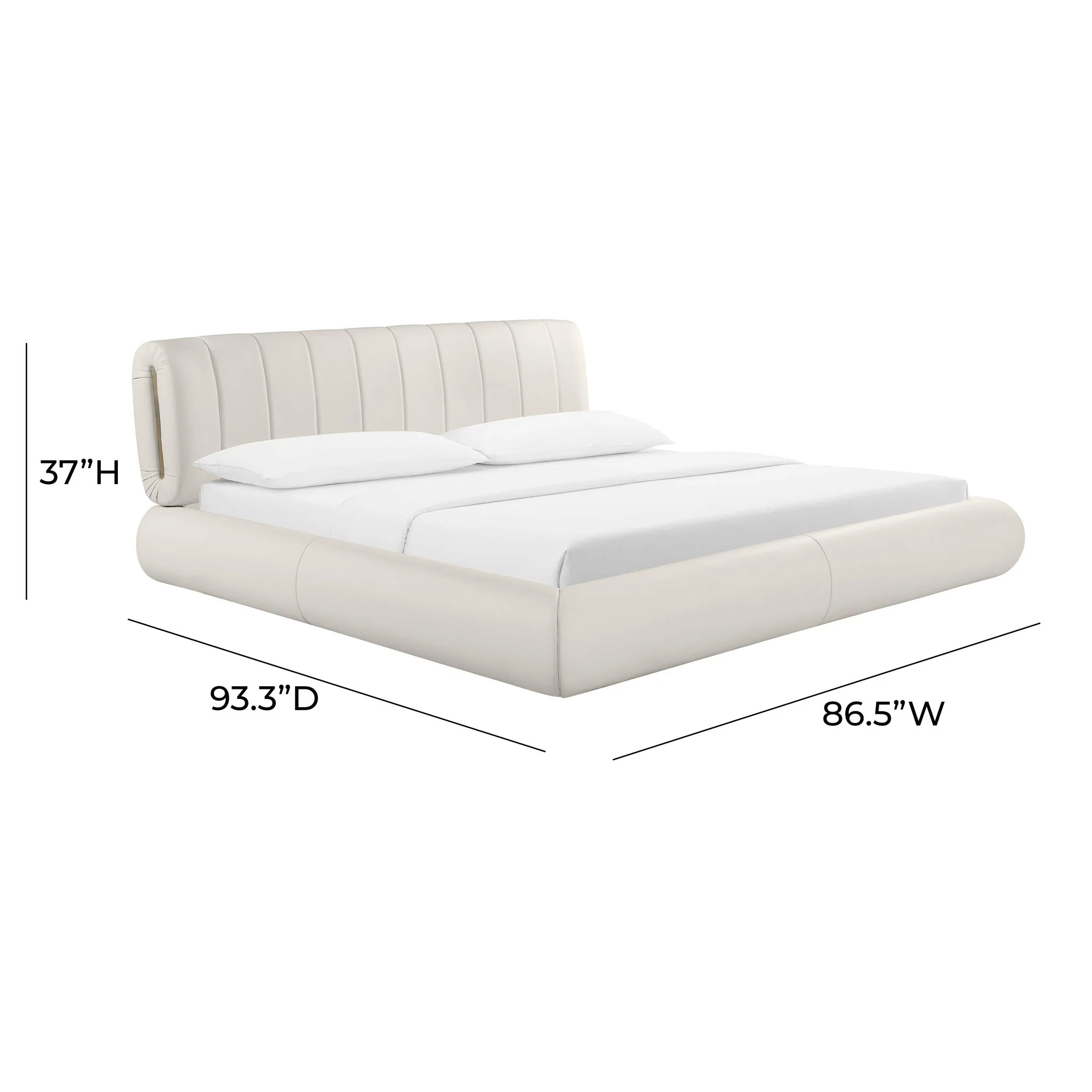 Karol Cream Vegan Leather King Bed - Image 11