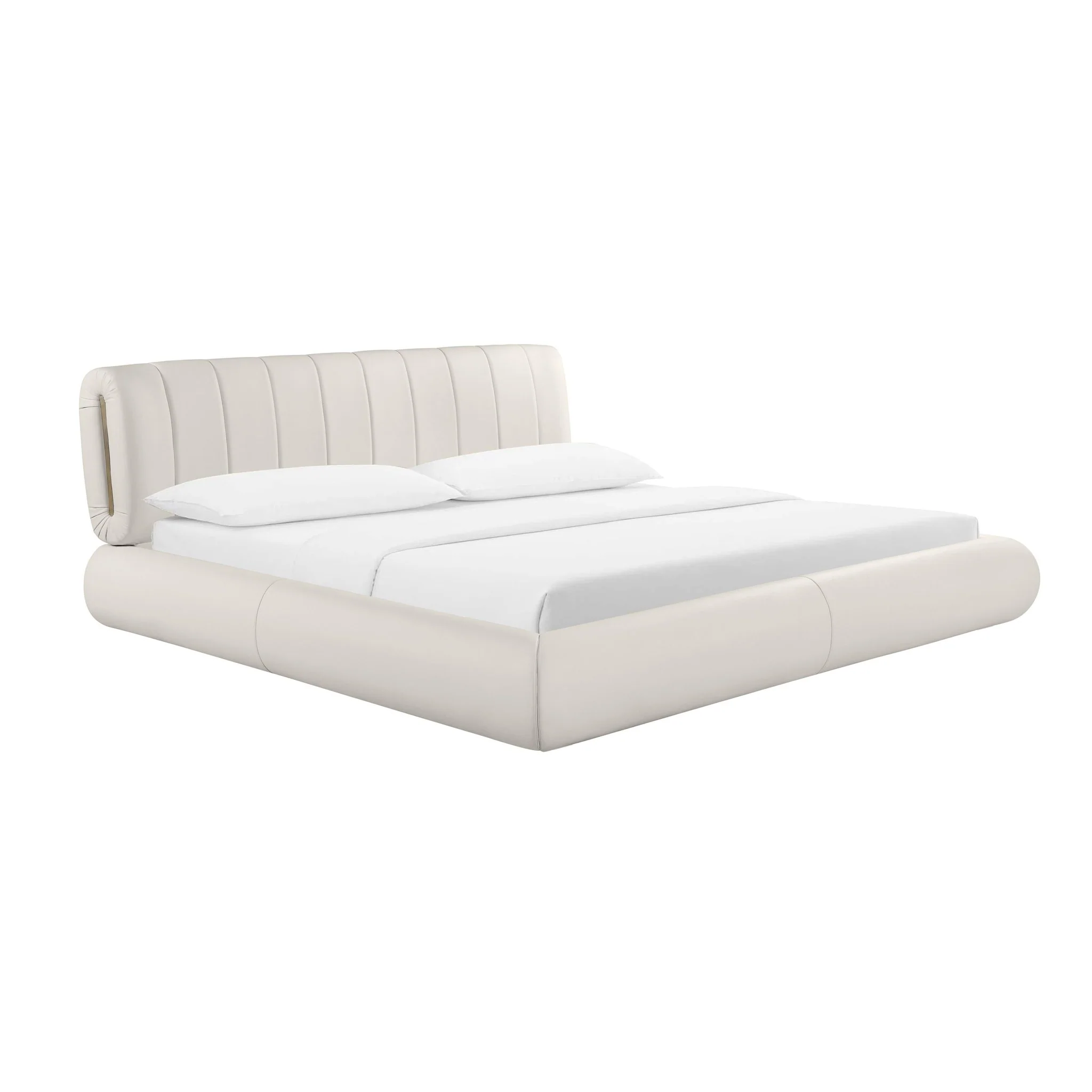 Karol Cream Vegan Leather King Bed - Image 3