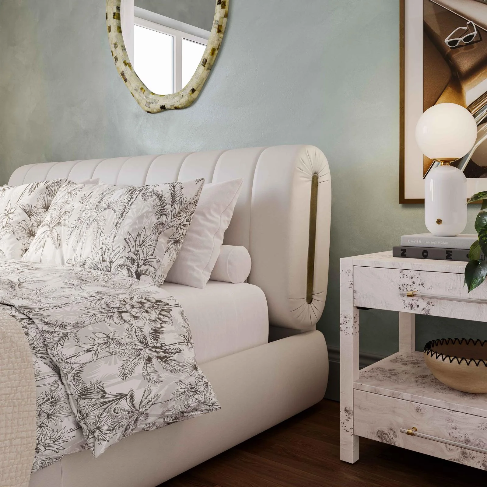 Karol Cream Vegan Leather King Bed - Image 4