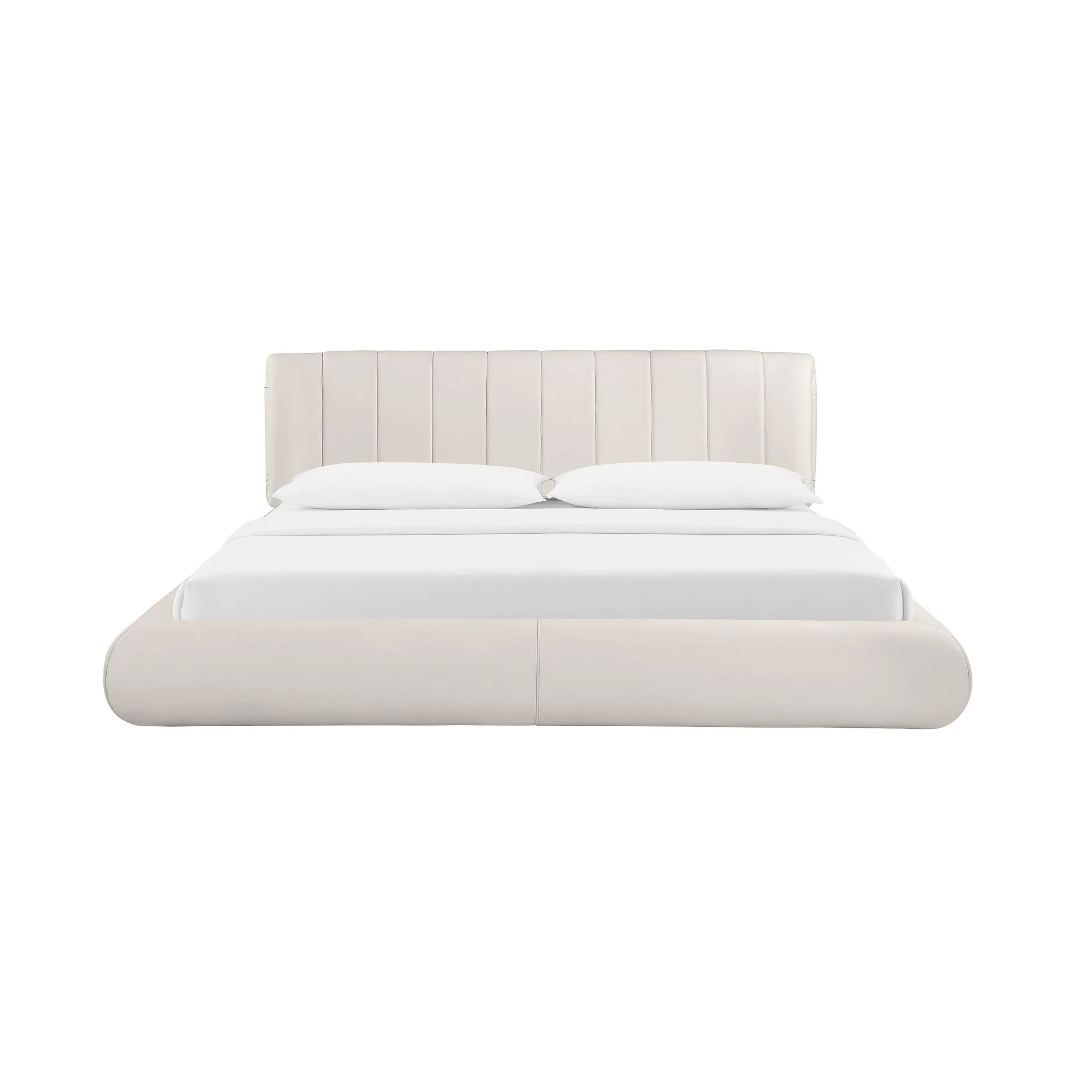 Karol Cream Vegan Leather Queen Bed - Image 2