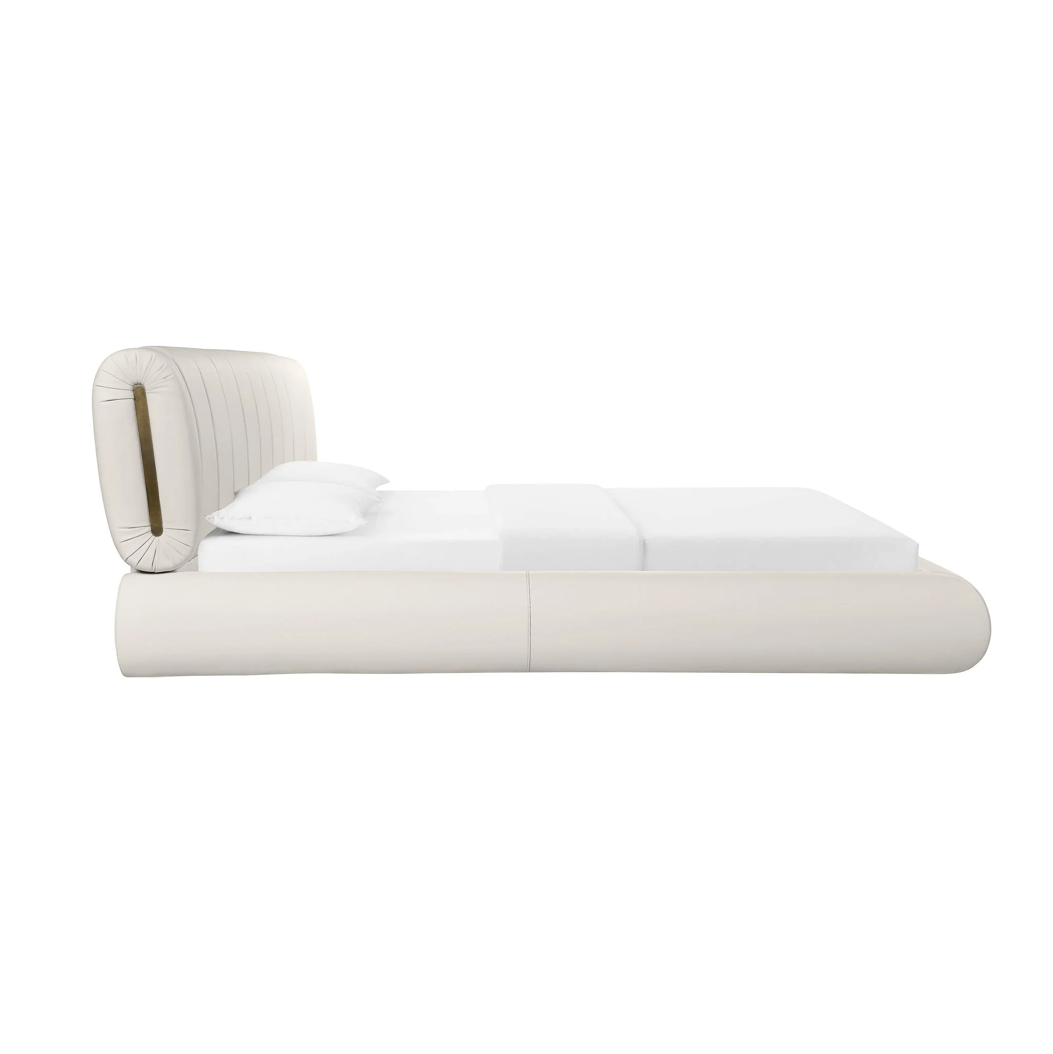 Karol Cream Vegan Leather Queen Bed - Image 3