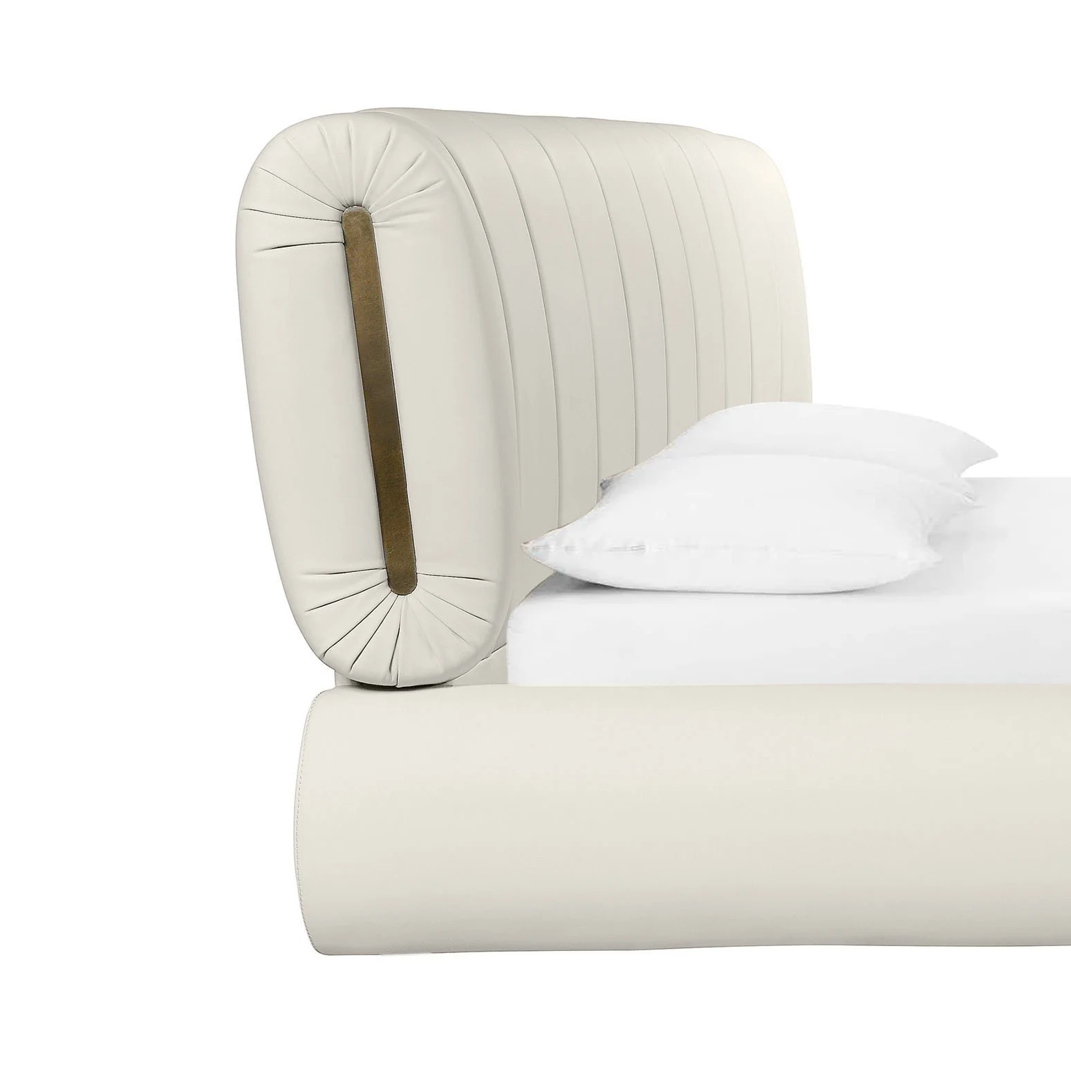 Karol Cream Vegan Leather Queen Bed - Image 5