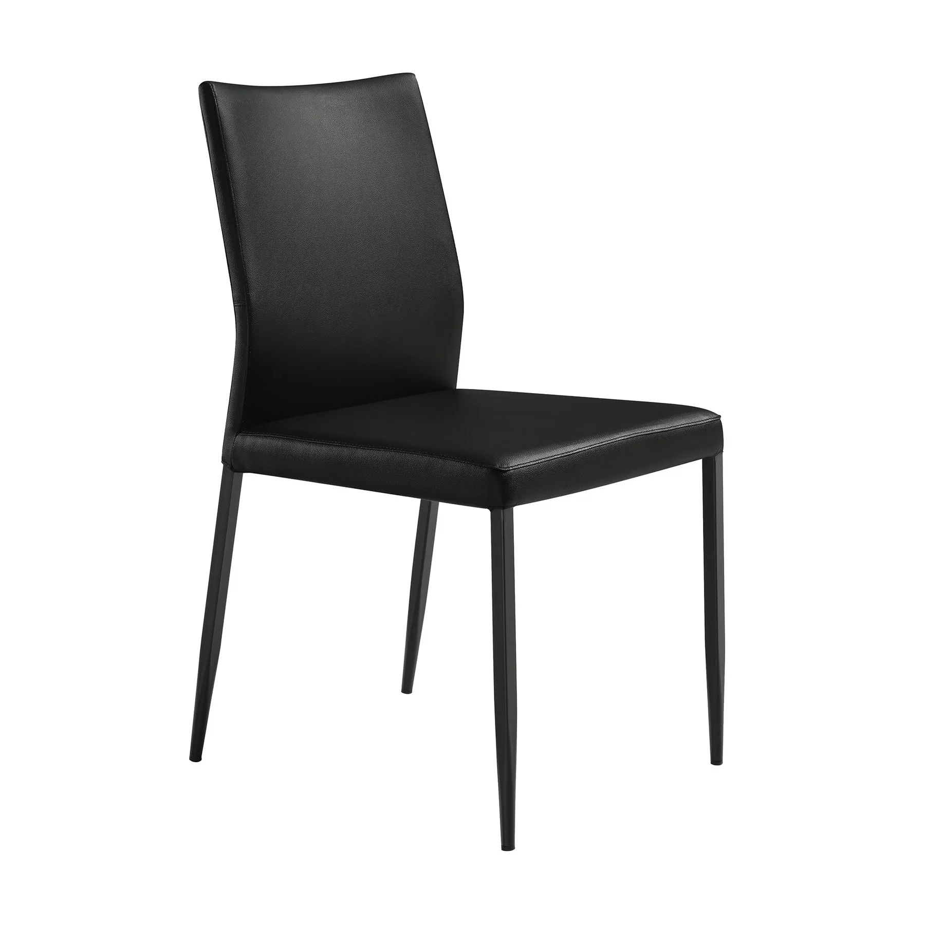 Kash Upholstered Dining Chair in Black Faux Leather with Black Metal Legs - Set of 2 - Image 2