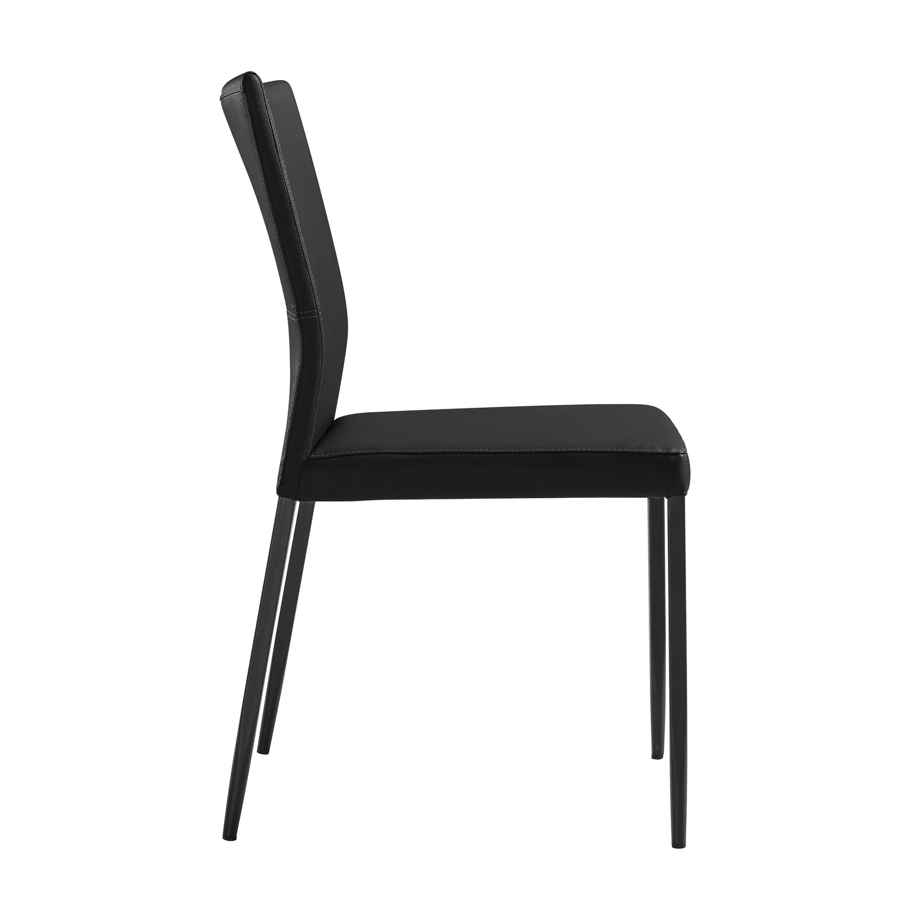 Kash Upholstered Dining Chair in Black Faux Leather with Black Metal Legs - Set of 2 - Image 4