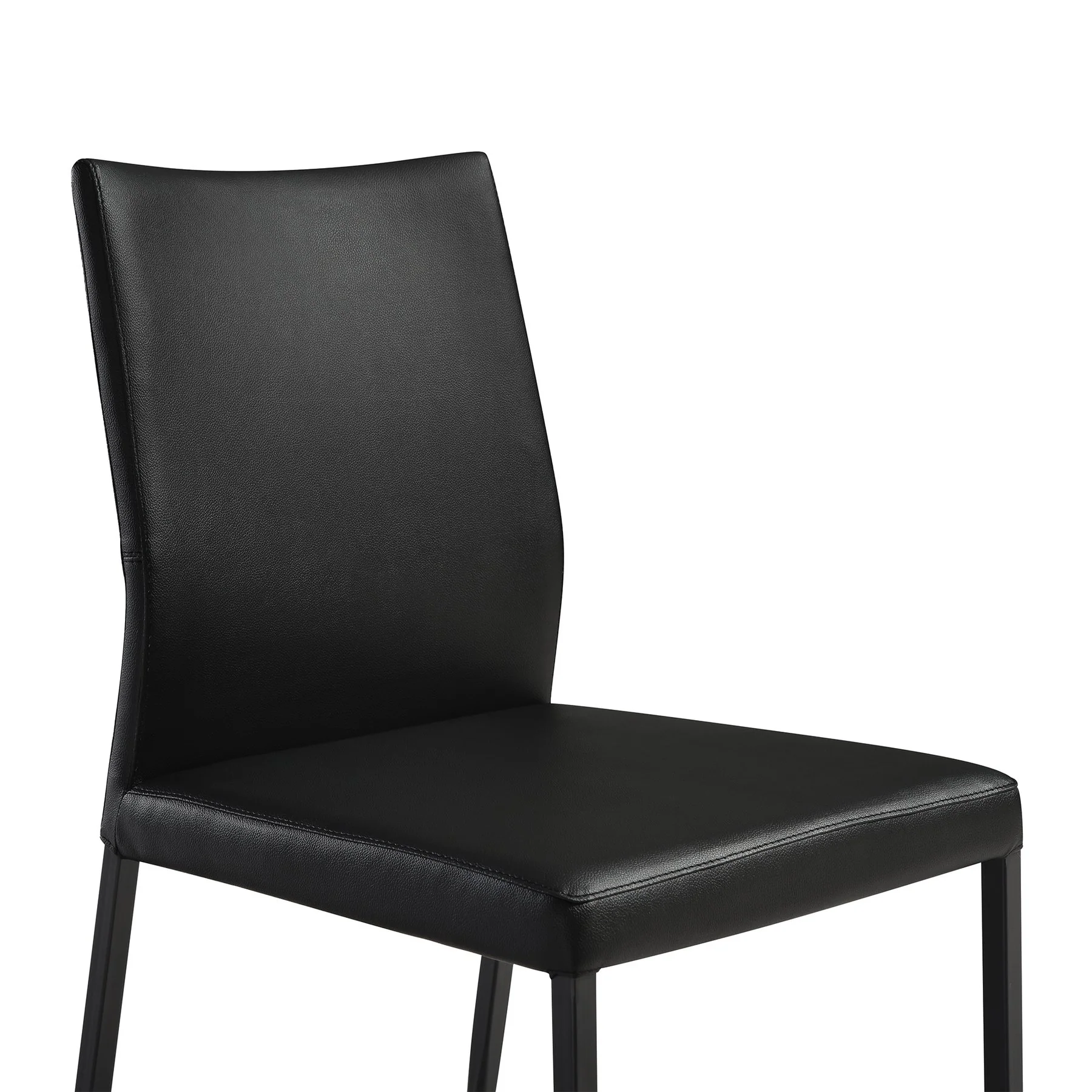 Kash Upholstered Dining Chair in Black Faux Leather with Black Metal Legs - Set of 2 - Image 6