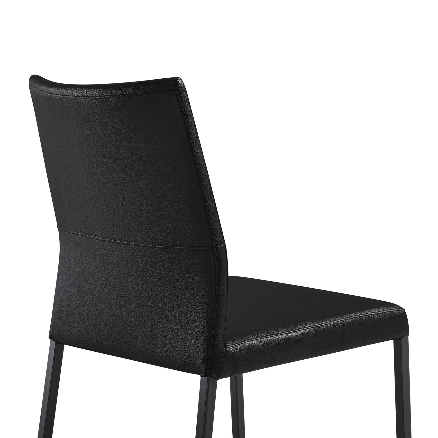 Kash Upholstered Dining Chair in Black Faux Leather with Black Metal Legs - Set of 2 - Image 7