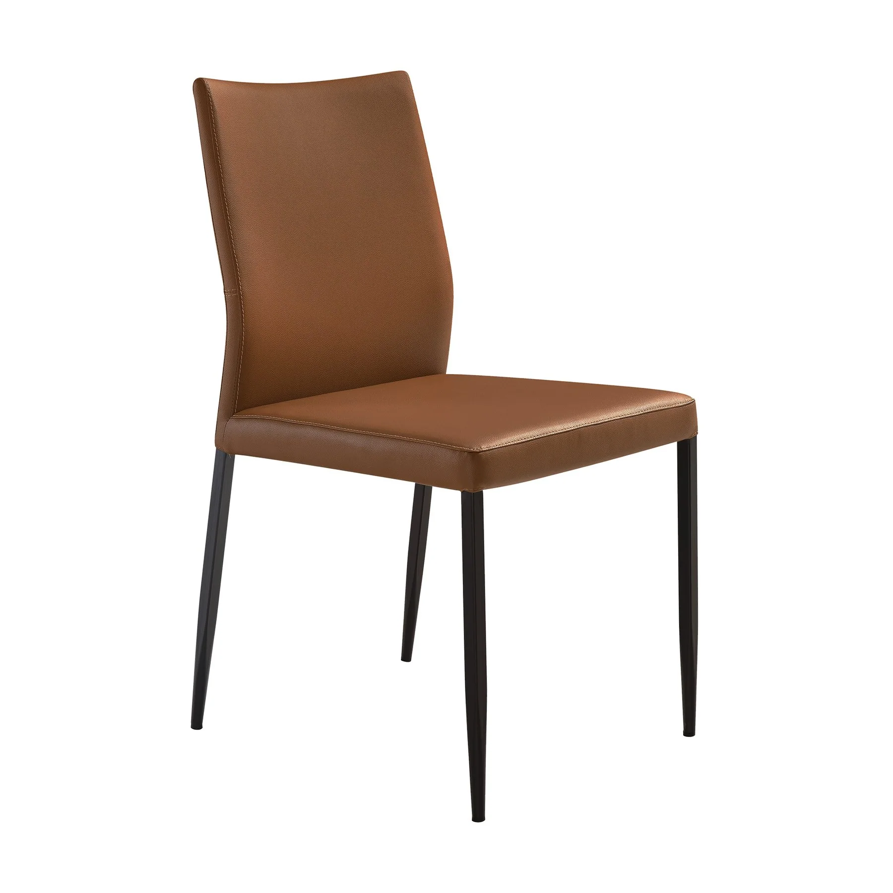 Kash Upholstered Dining Chair in Brown Faux Leather with Black Metal Legs - Set of 2 - Image 2