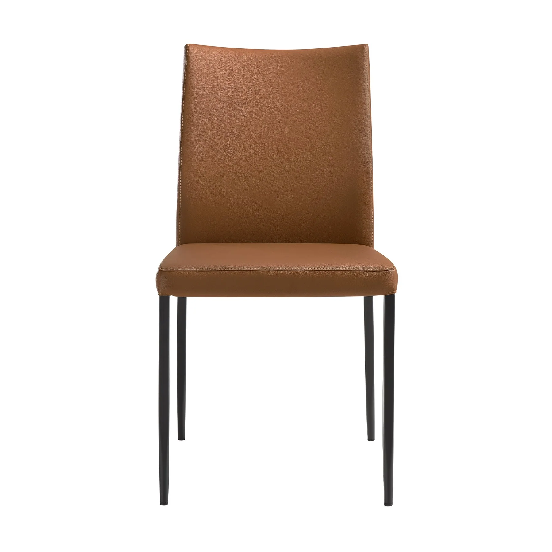 Kash Upholstered Dining Chair in Brown Faux Leather with Black Metal Legs - Set of 2 - Image 3