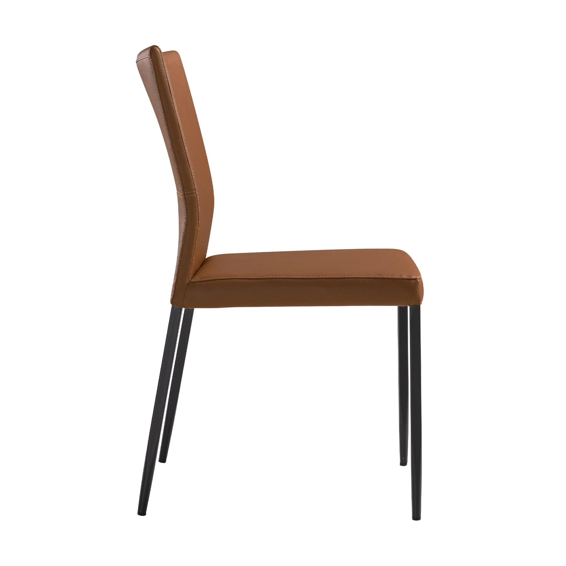 Kash Upholstered Dining Chair in Brown Faux Leather with Black Metal Legs - Set of 2 - Image 4