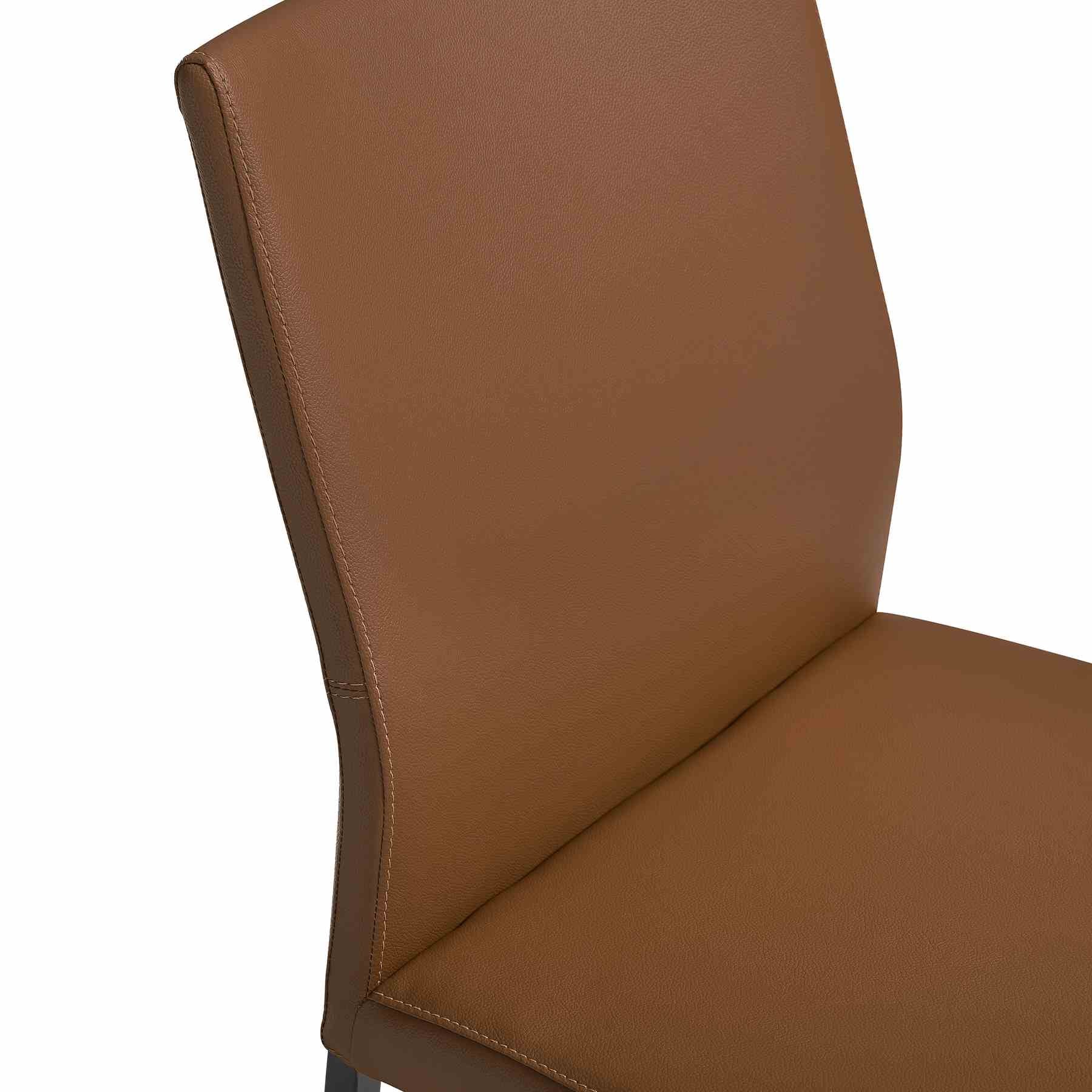 Kash Upholstered Dining Chair in Brown Faux Leather with Black Metal Legs - Set of 2 - Image 8