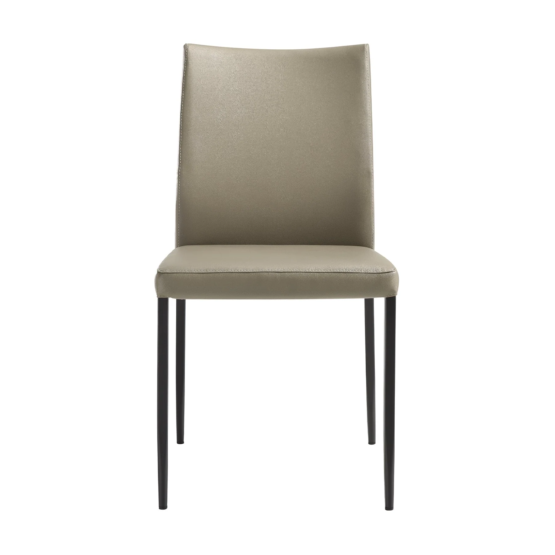 Kash Upholstered Dining Chair in Taupe Gray Faux Leather and Black Metal Legs - Set of 2 - Image 3