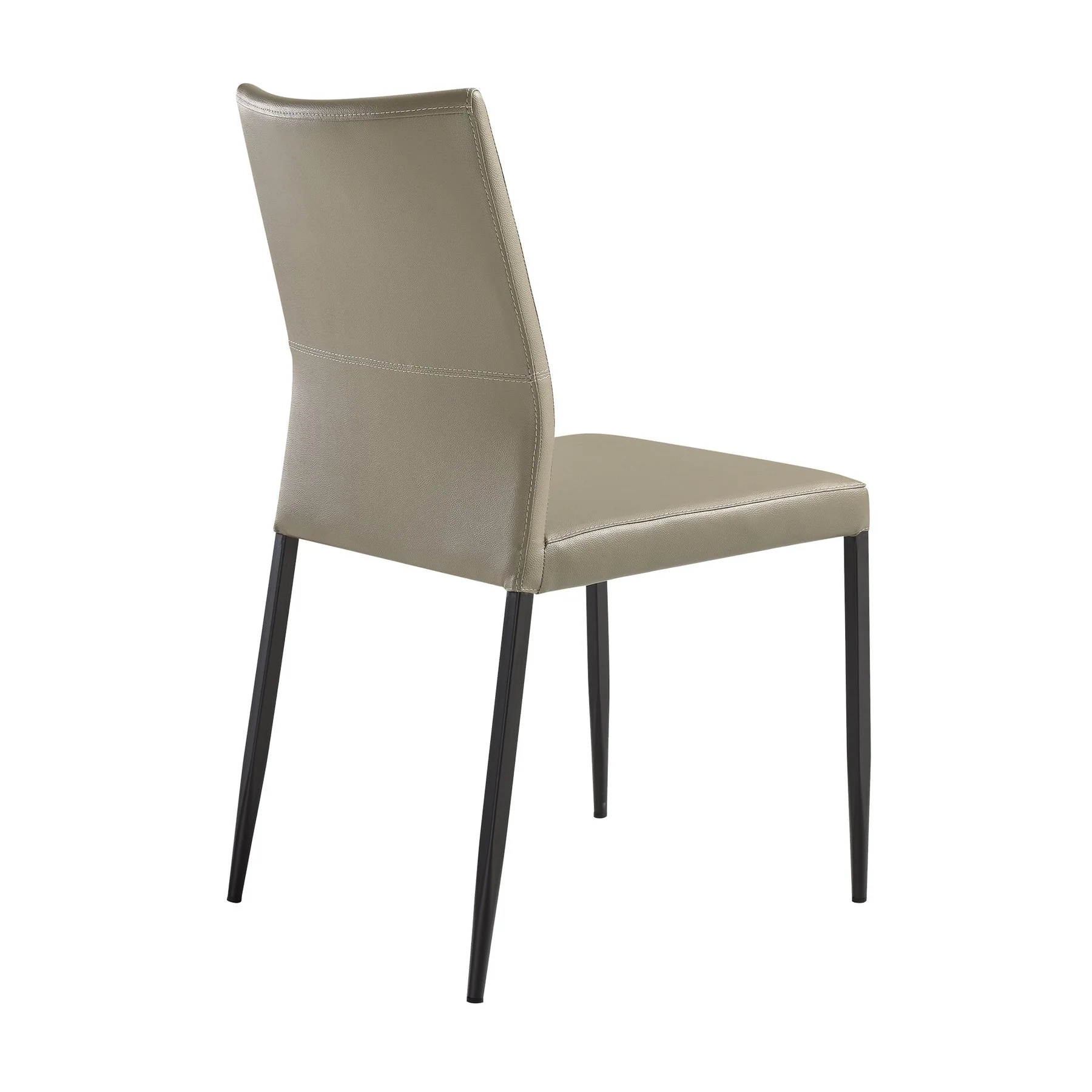 Kash Upholstered Dining Chair in Taupe Gray Faux Leather and Black Metal Legs - Set of 2 - Image 5