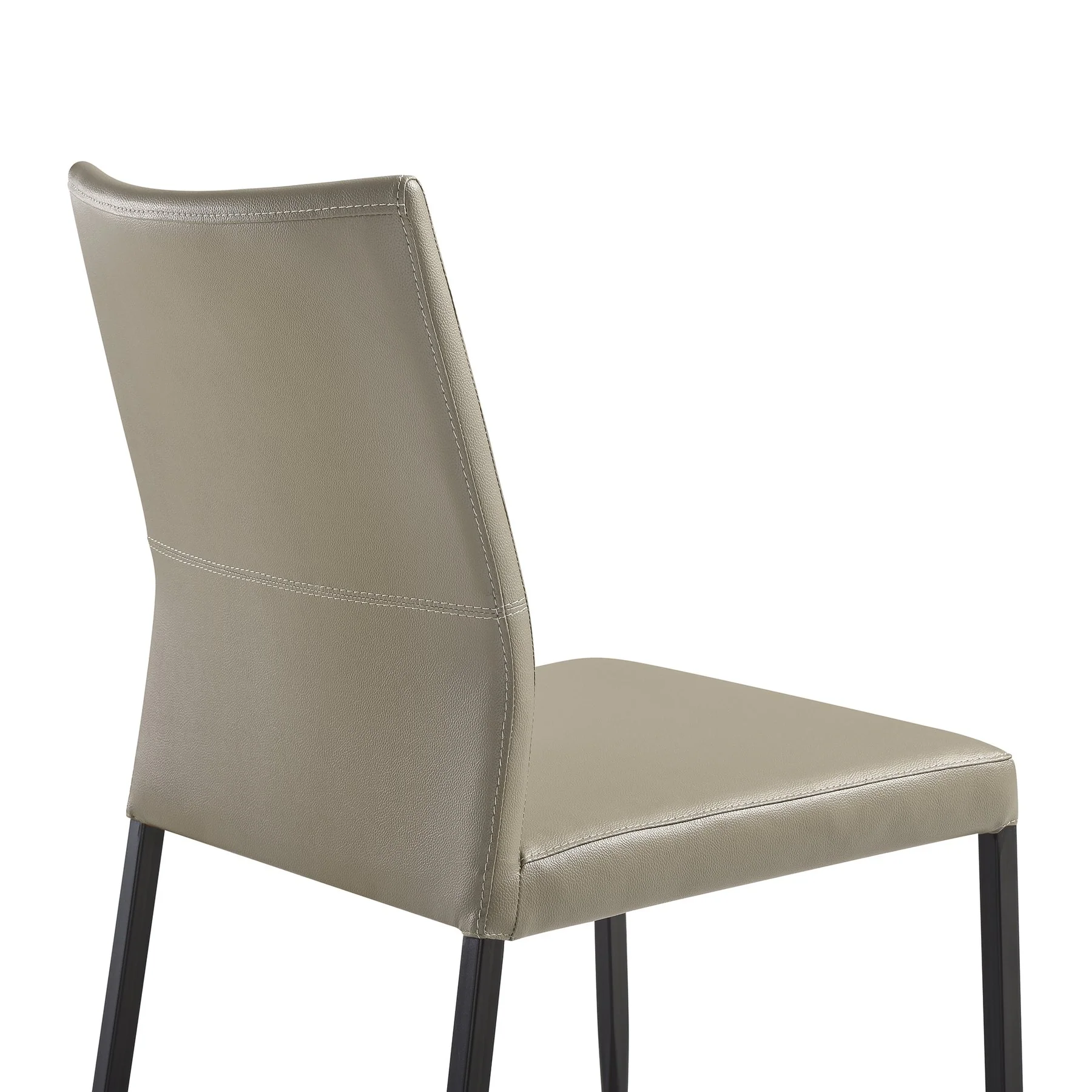 Kash Upholstered Dining Chair in Taupe Gray Faux Leather and Black Metal Legs - Set of 2 - Image 7