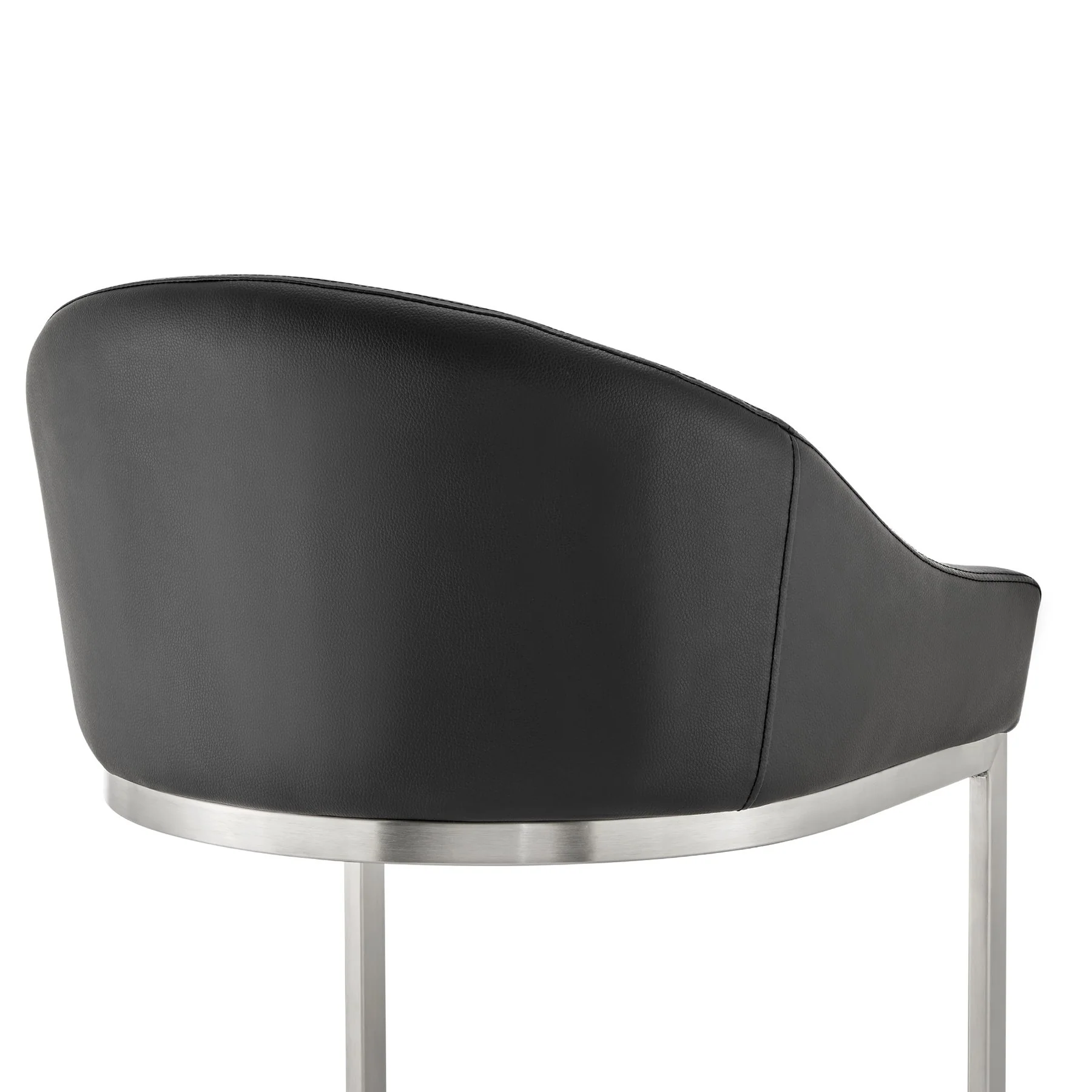 Katherine 26" Counter Stool in Brushed Stainless Steel with Black Faux Leather - Image 7