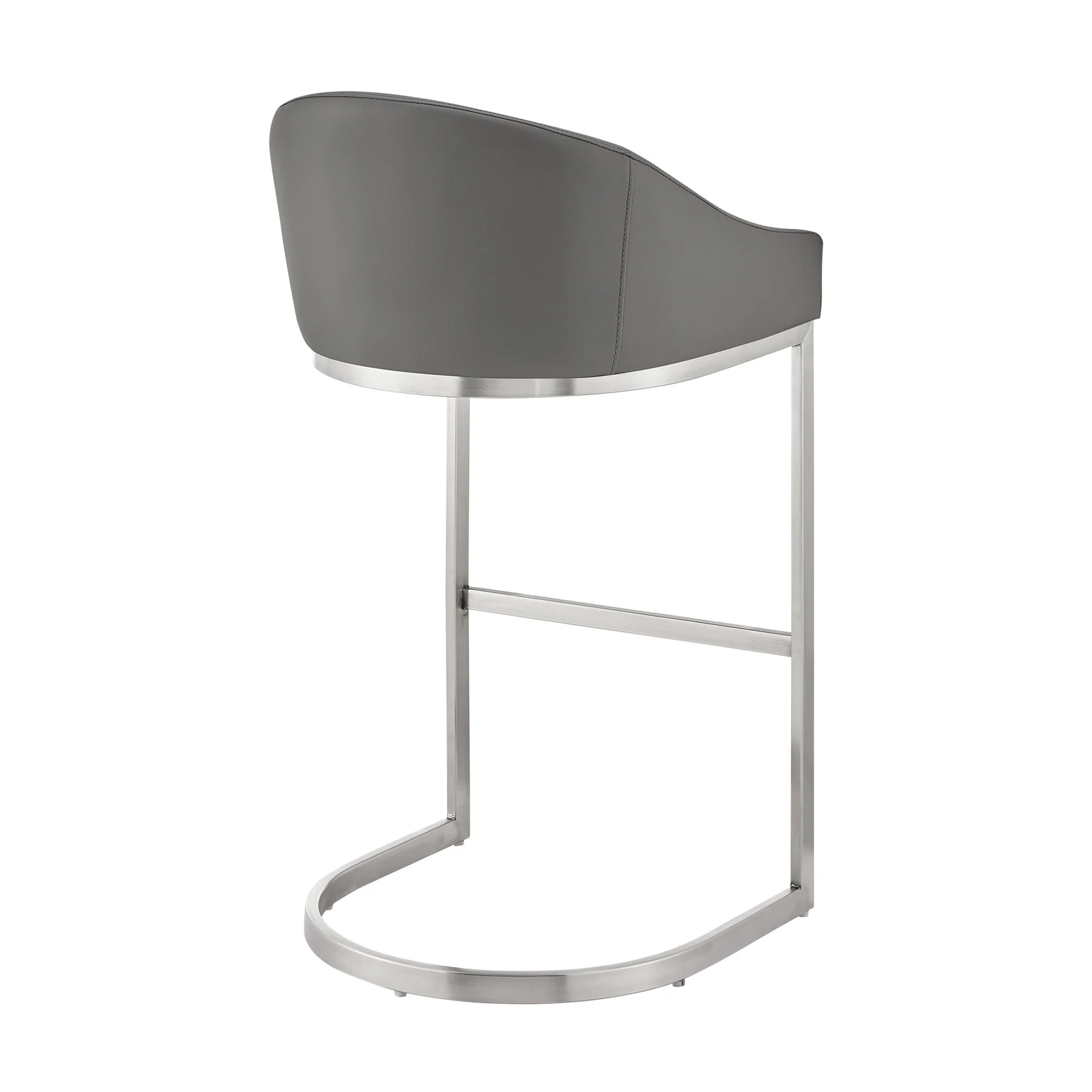 Katherine 26" Counter Stool in Brushed Stainless Steel with Gray Faux Leather - Image 4