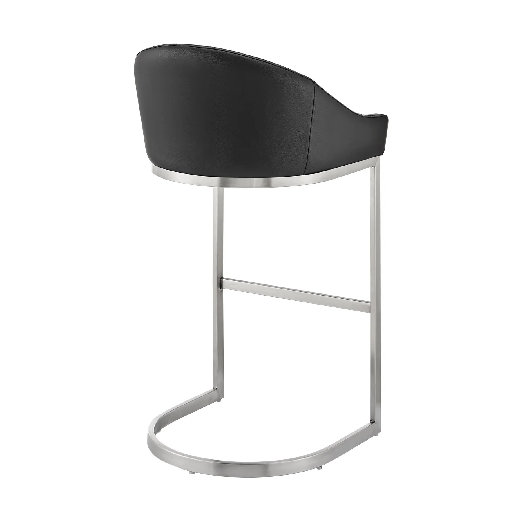 Katherine 30" Bar Stool in Brushed Stainless Steel with Black Faux Leather - Image 4