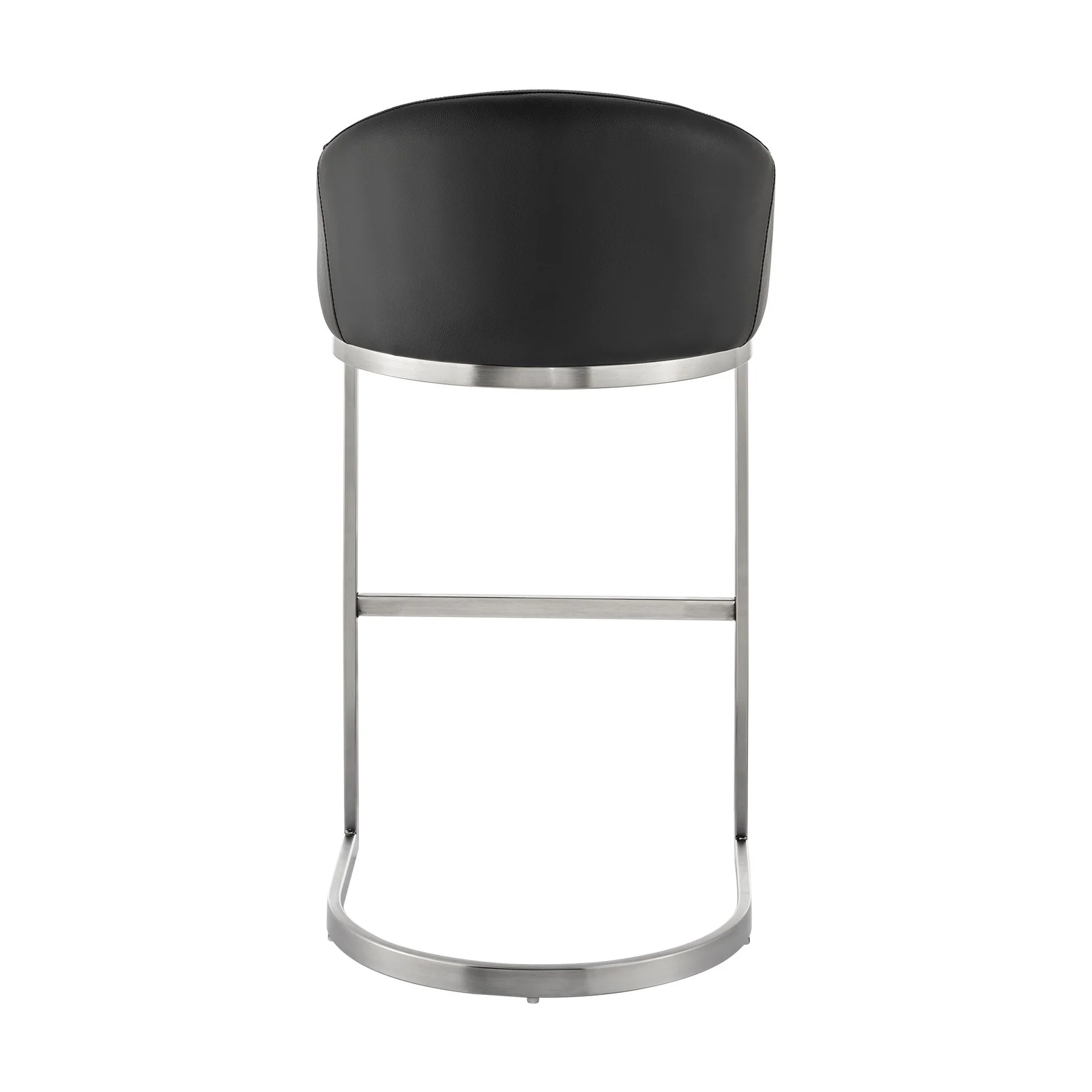 Katherine 30" Bar Stool in Brushed Stainless Steel with Black Faux Leather - Image 5