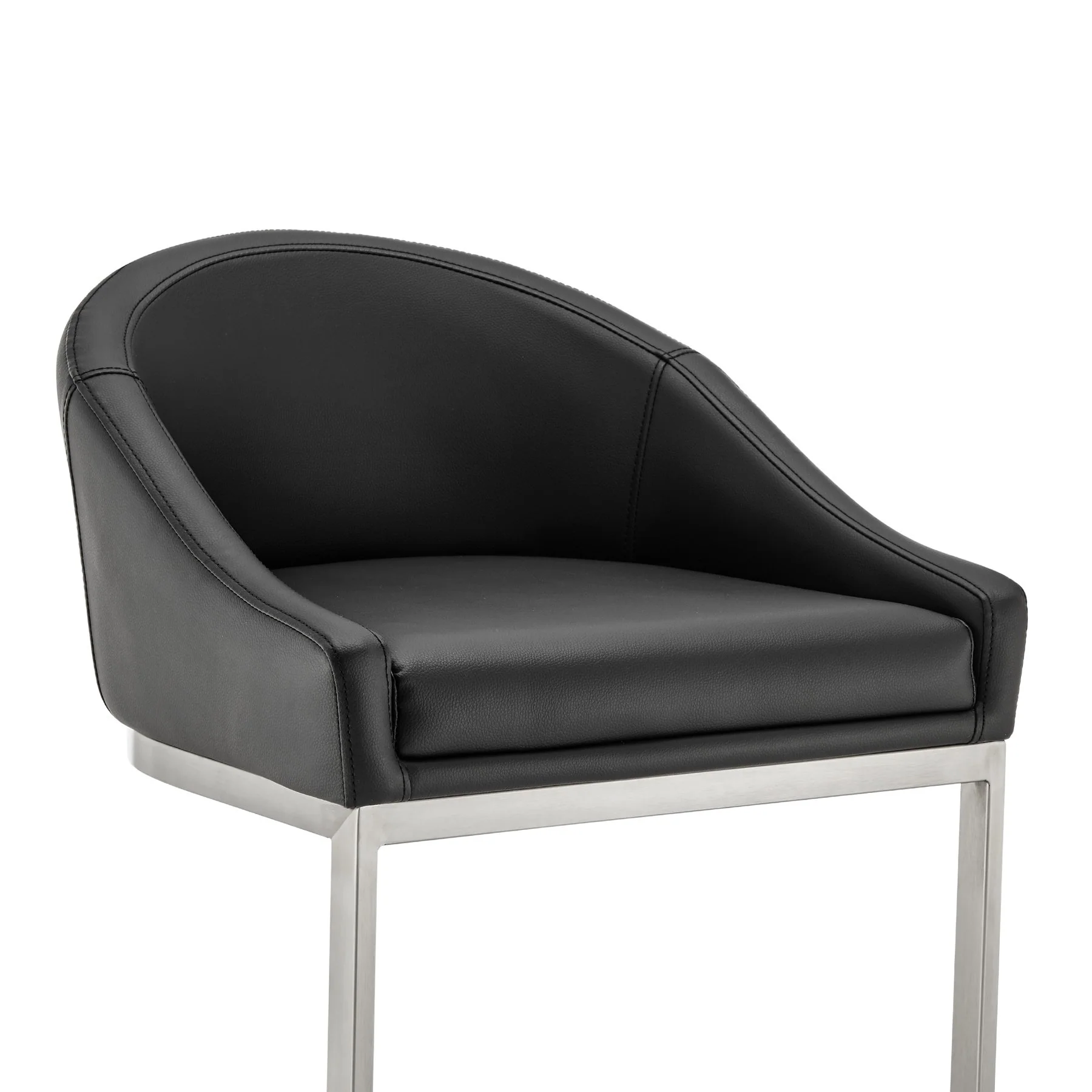 Katherine 30" Bar Stool in Brushed Stainless Steel with Black Faux Leather - Image 6