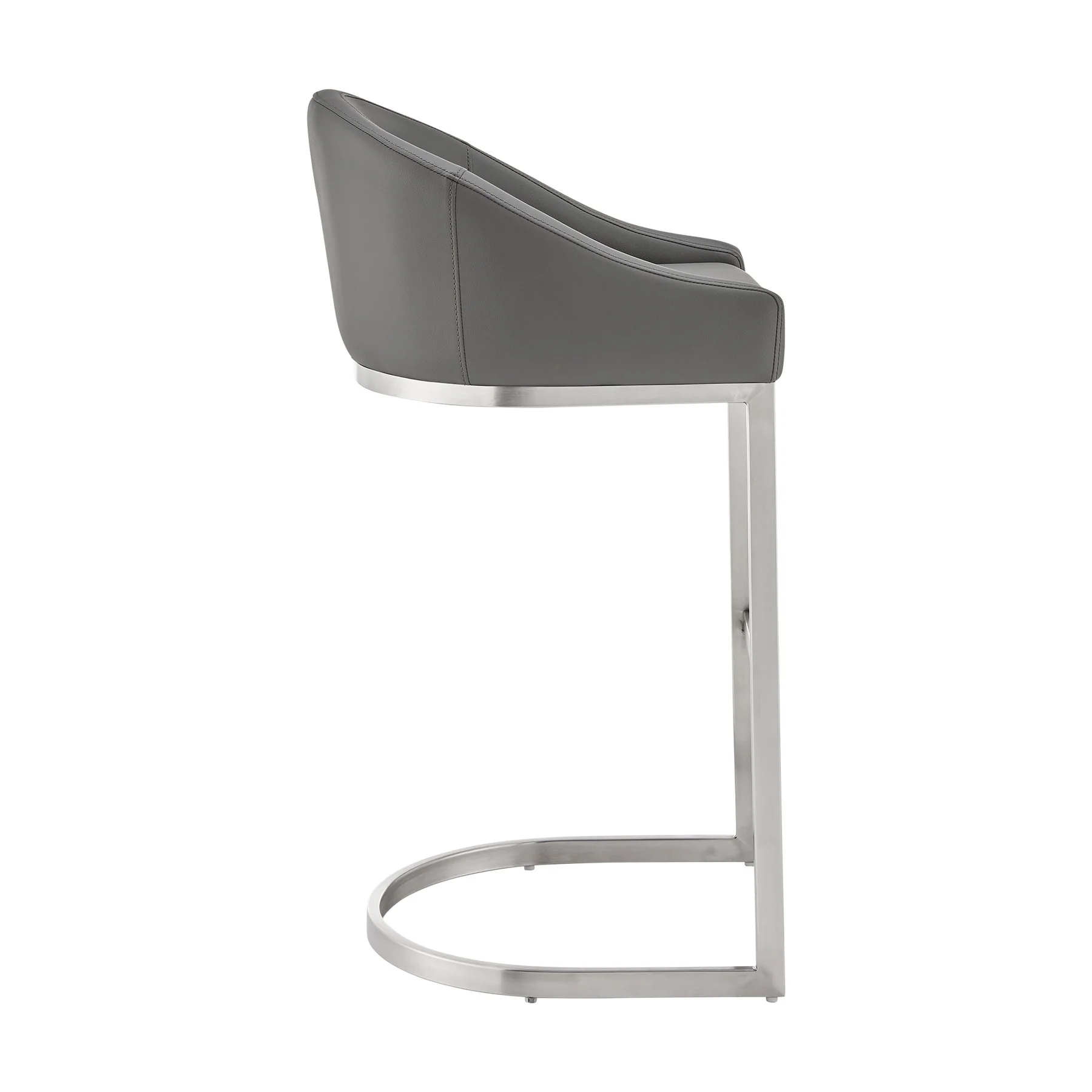 Katherine 30" Bar Stool in Brushed Stainless Steel with Gray Faux Leather - Image 3