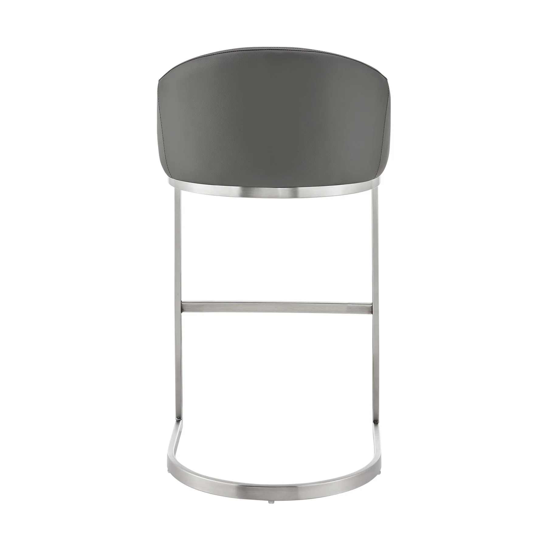 Katherine 30" Bar Stool in Brushed Stainless Steel with Gray Faux Leather - Image 5