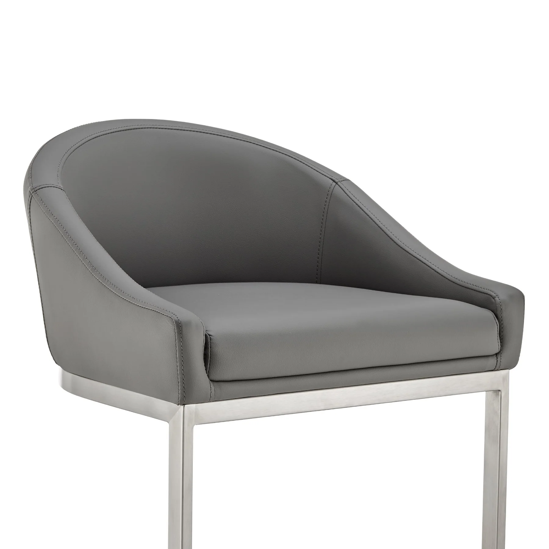 Katherine 30" Bar Stool in Brushed Stainless Steel with Gray Faux Leather - Image 6