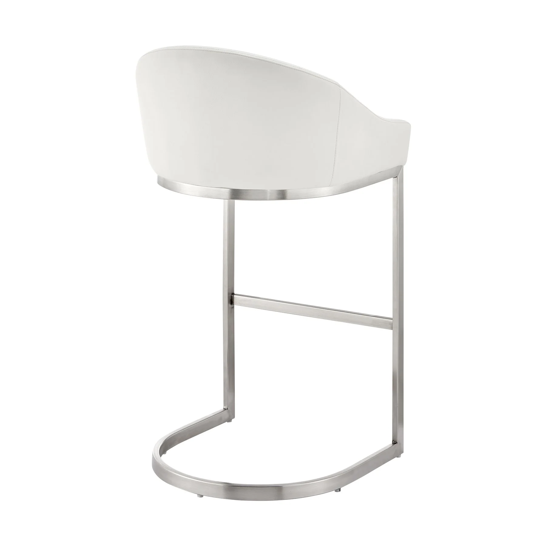 Katherine 30" Bar Stool in Brushed Stainless Steel with White Faux Leather - Image 4