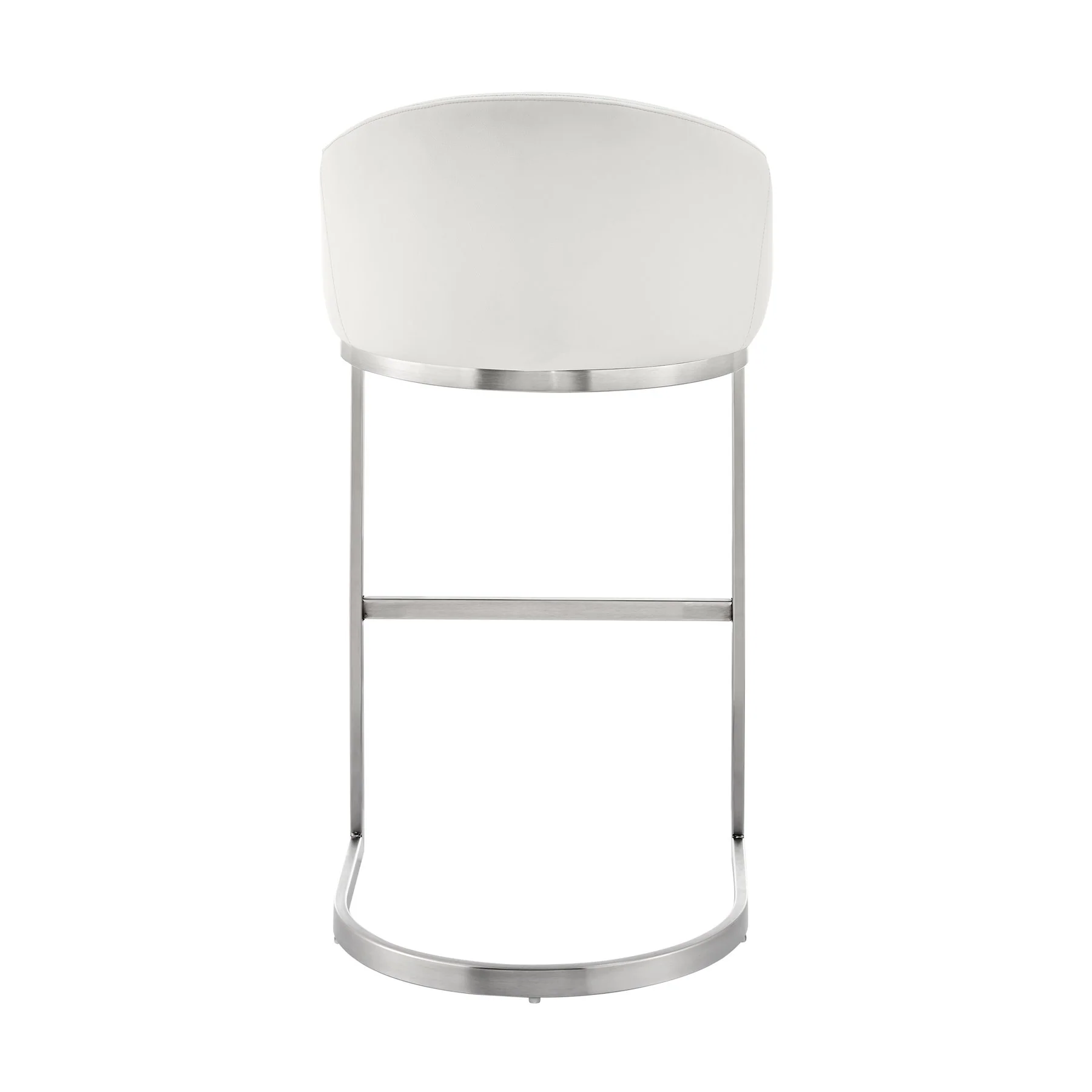 Katherine 30" Bar Stool in Brushed Stainless Steel with White Faux Leather - Image 5