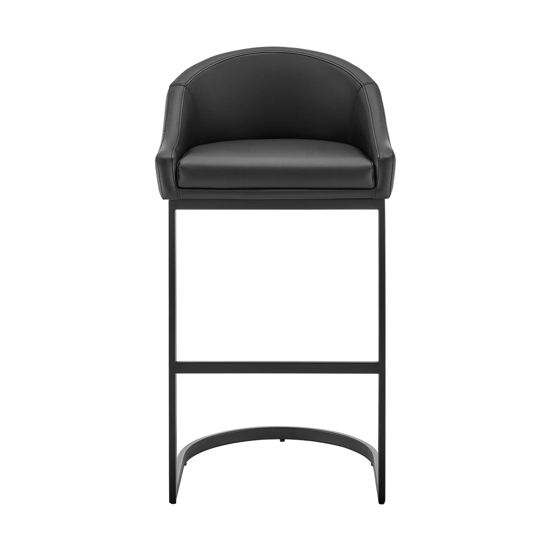 Katherine Bar Stool in Black Metal with Black Faux Leather - Image 2