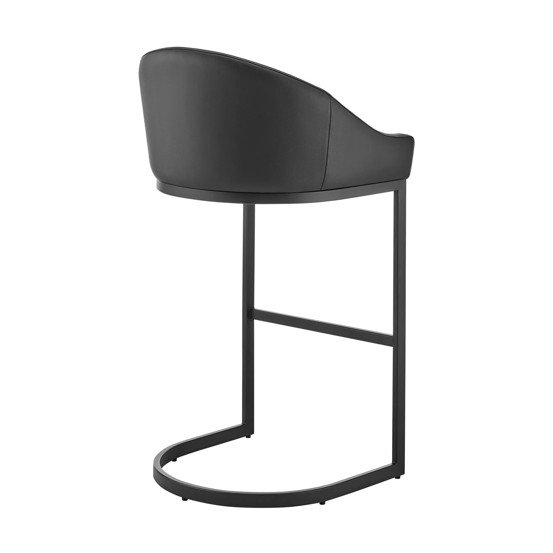 Katherine Bar Stool in Black Metal with Black Faux Leather - Image 4