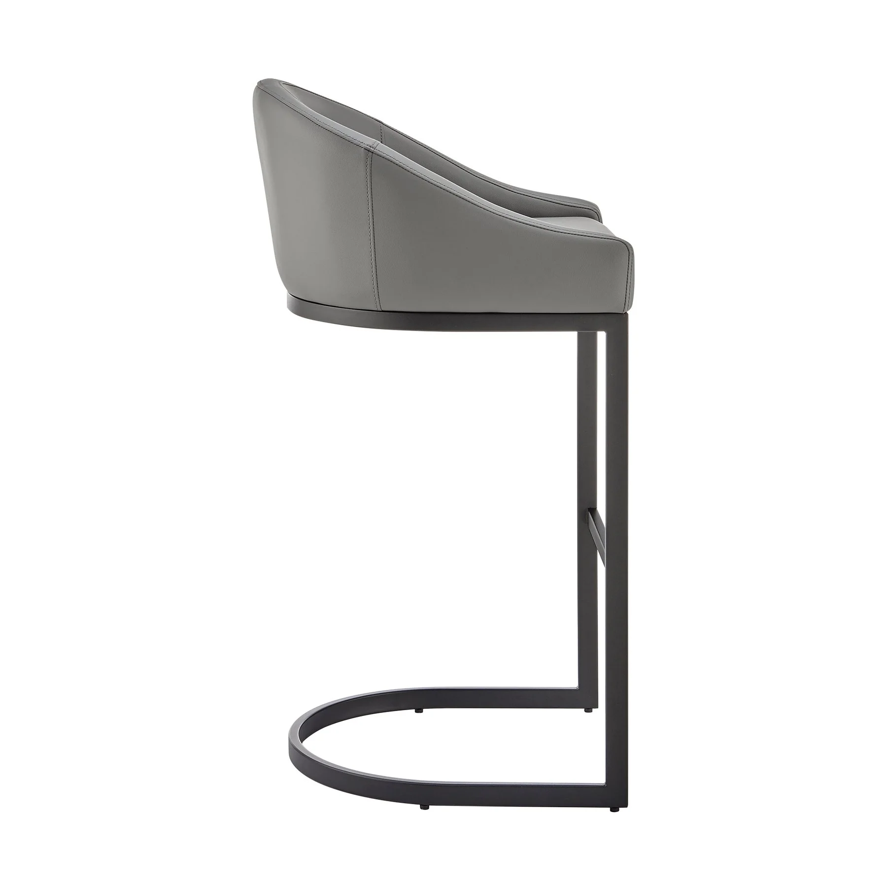 Katherine Bar Stool in Black Metal with Gray Faux Leather - Image 3