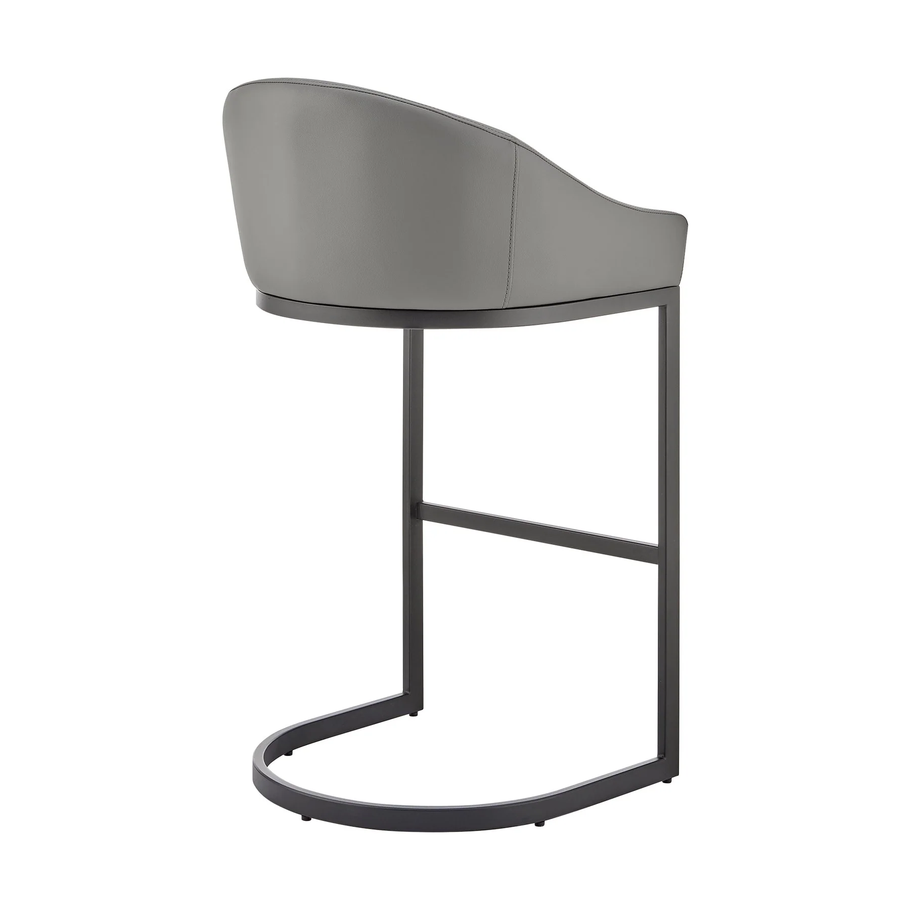 Katherine Bar Stool in Black Metal with Gray Faux Leather - Image 4